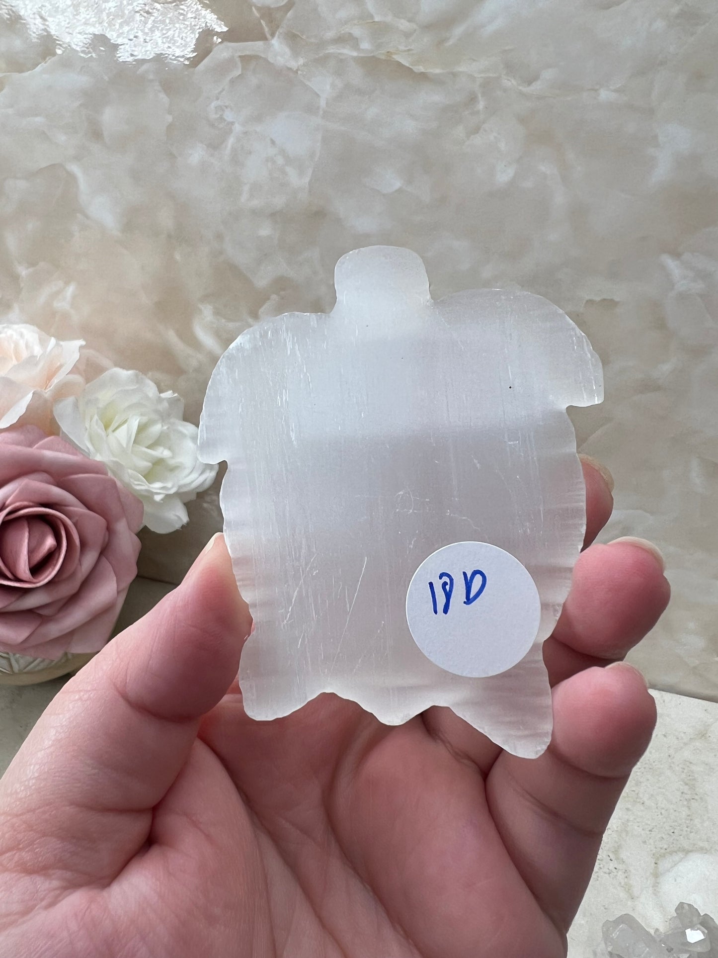 Selenite Sea Turtle Carving