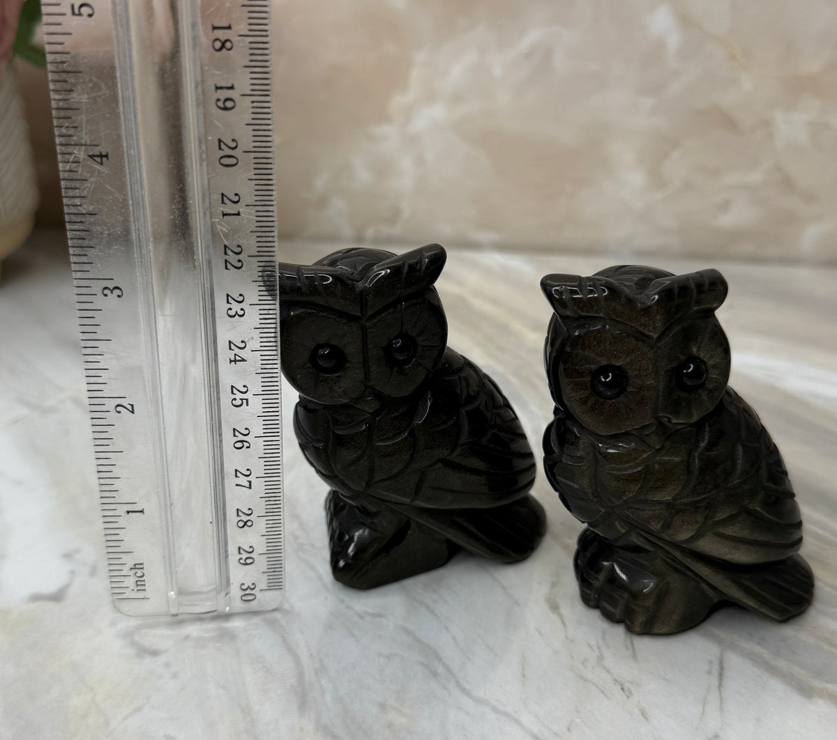 Gold Sheen Obsidian Owl Carving