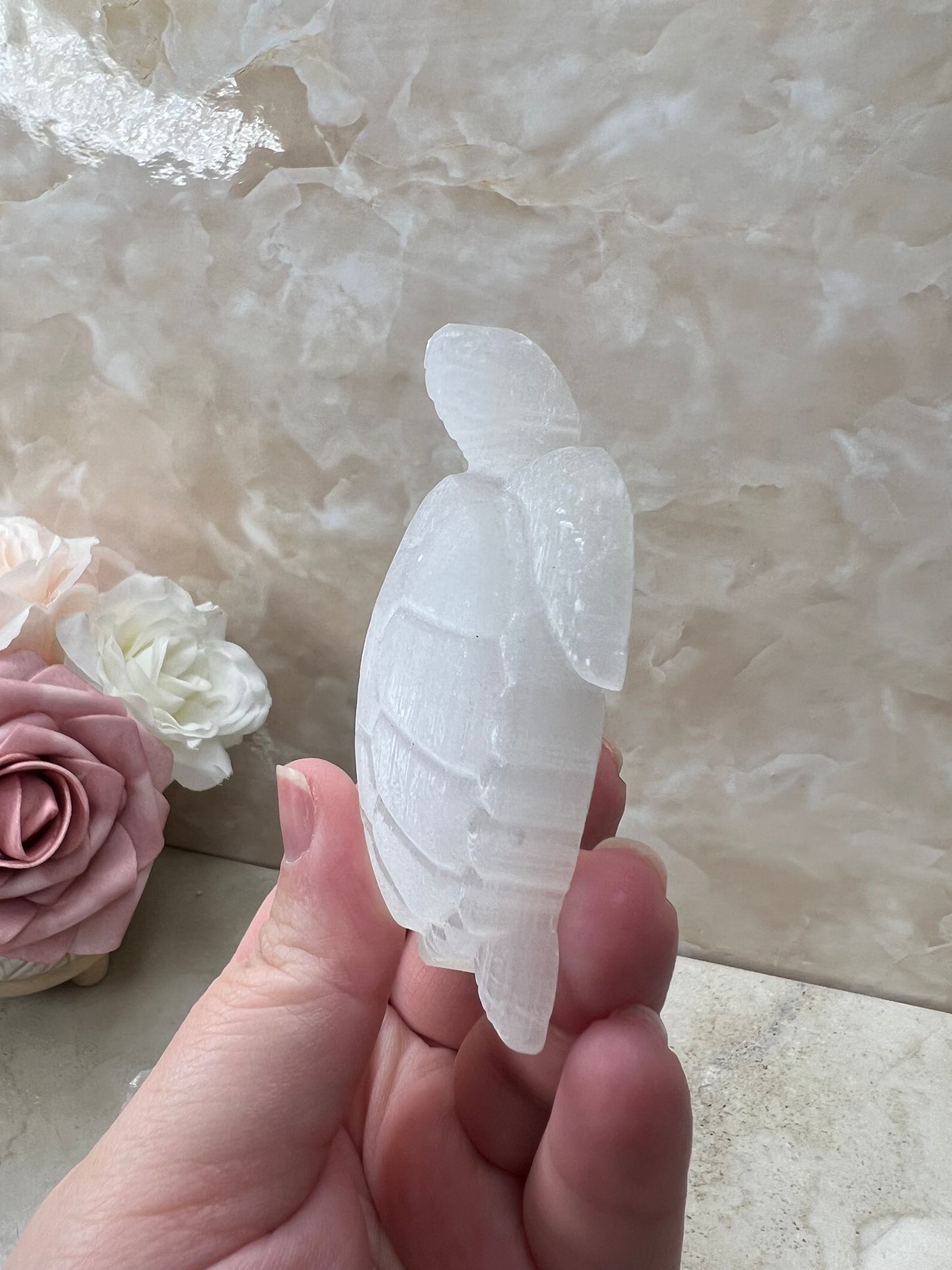Selenite Sea Turtle Carving
