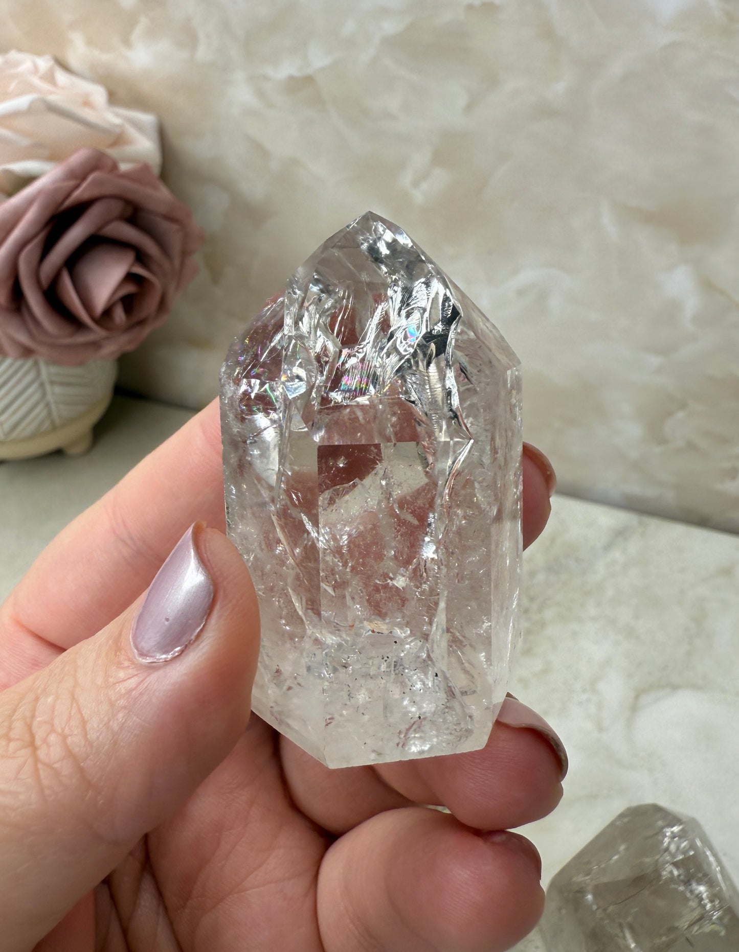Crackle Smokey Quartz Tower
