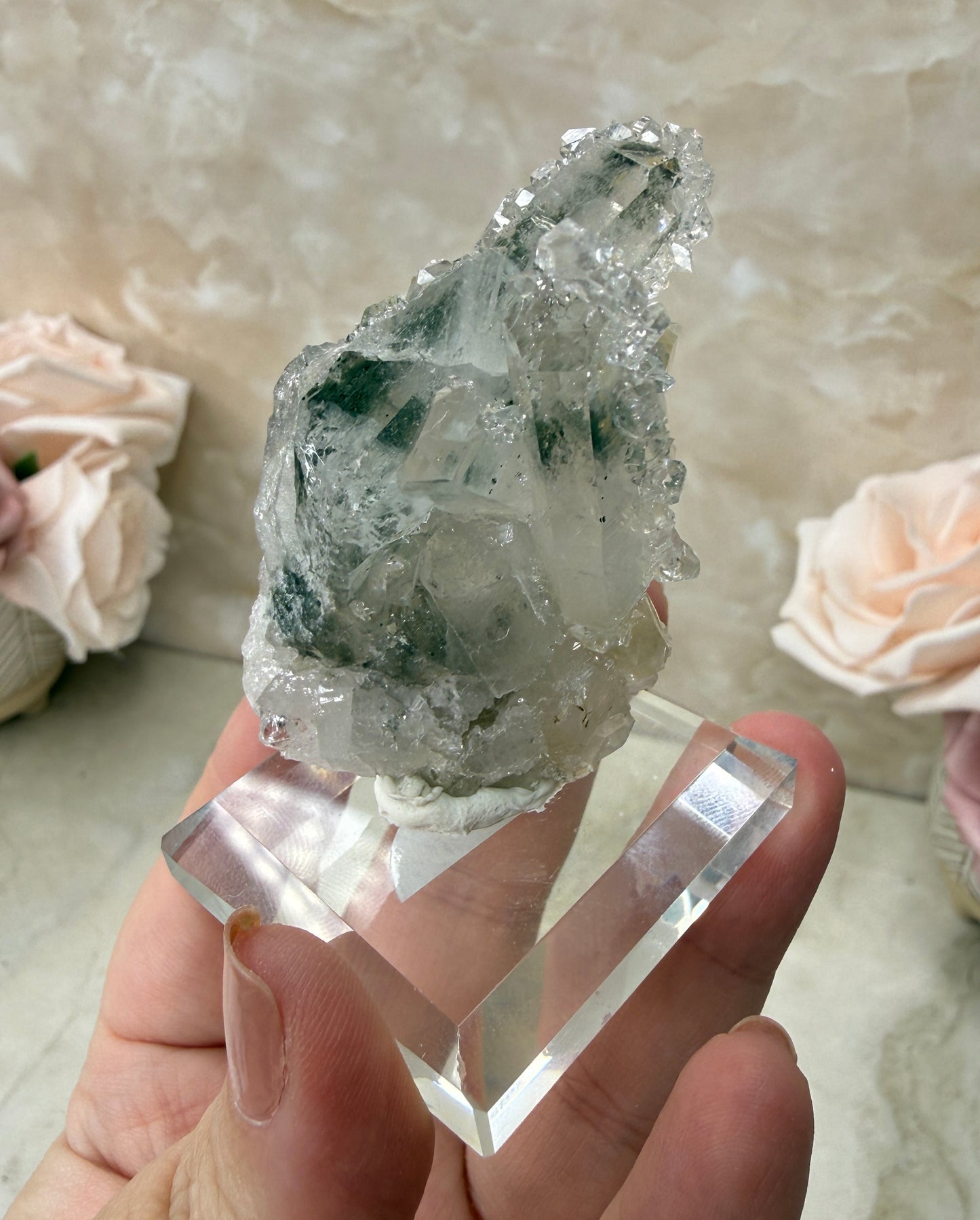 Apopyhllite & Quartz with Chlorite Cluster