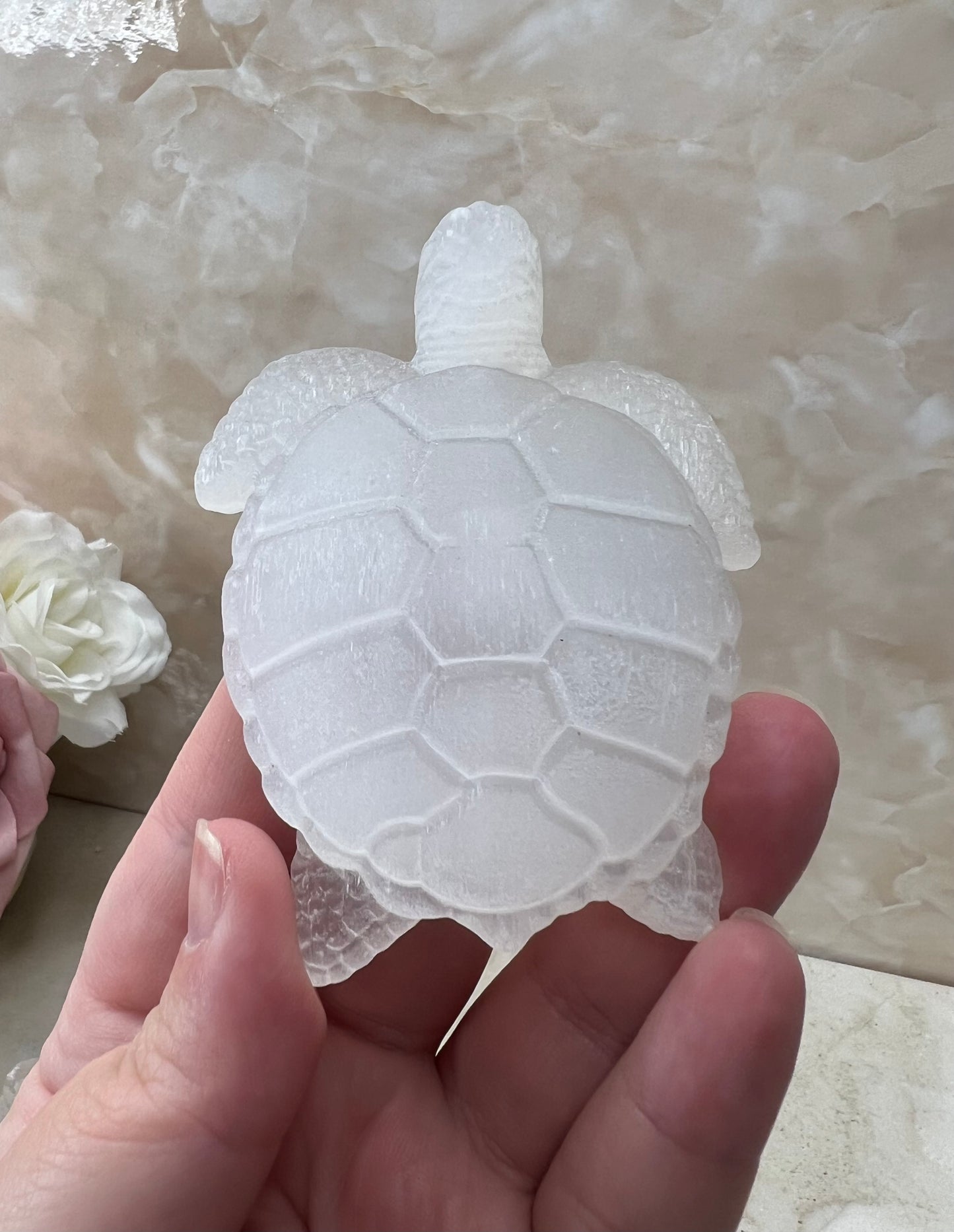 Selenite Sea Turtle Carving