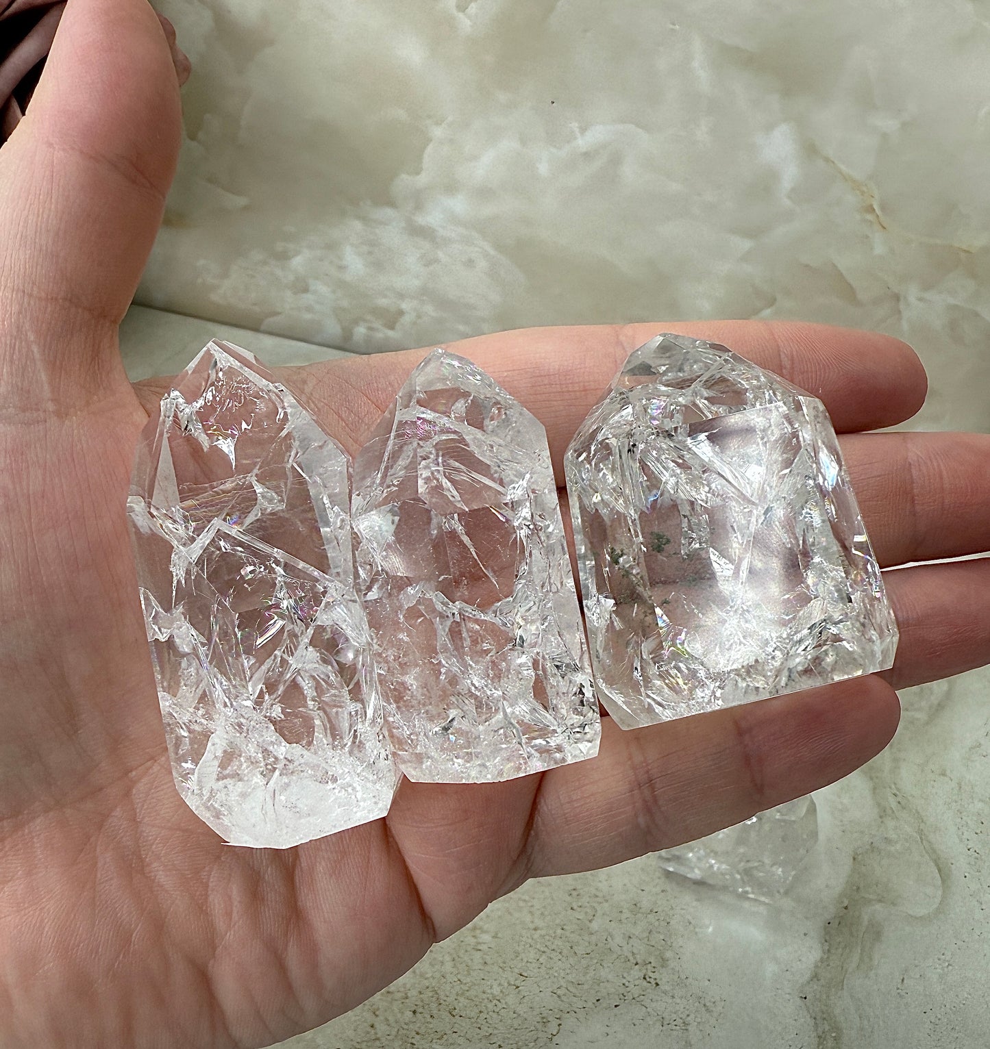Crackle Clear Quartz Tower
