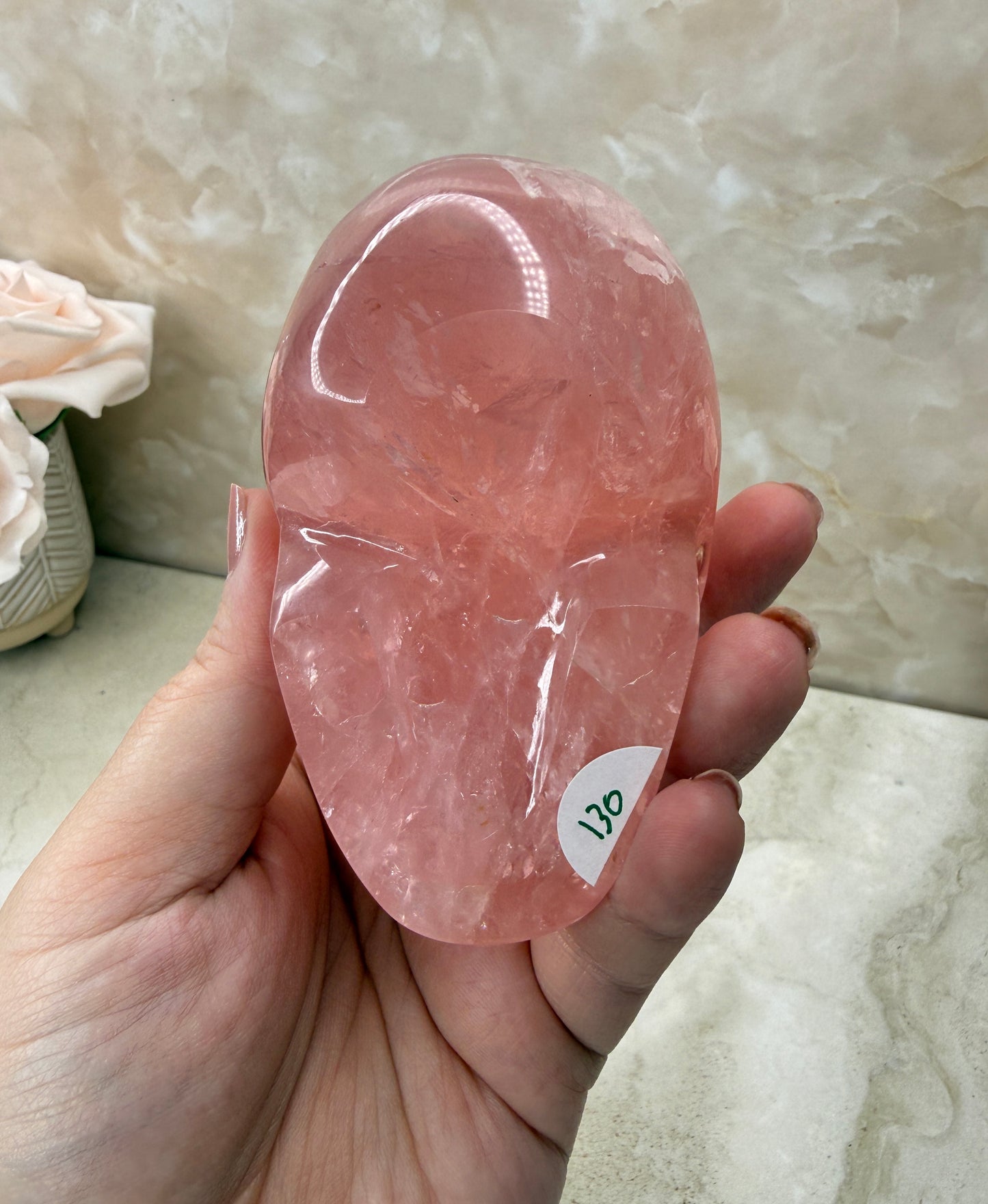 High Quality Rose Quartz Skull