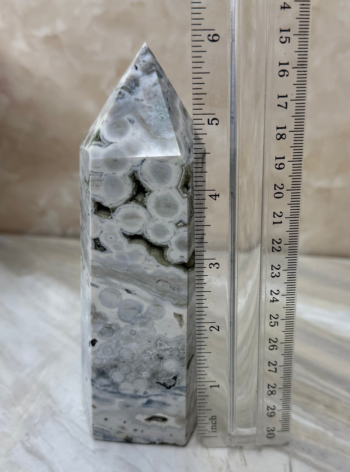 Druzy Orbicular Ocean Jasper Tower