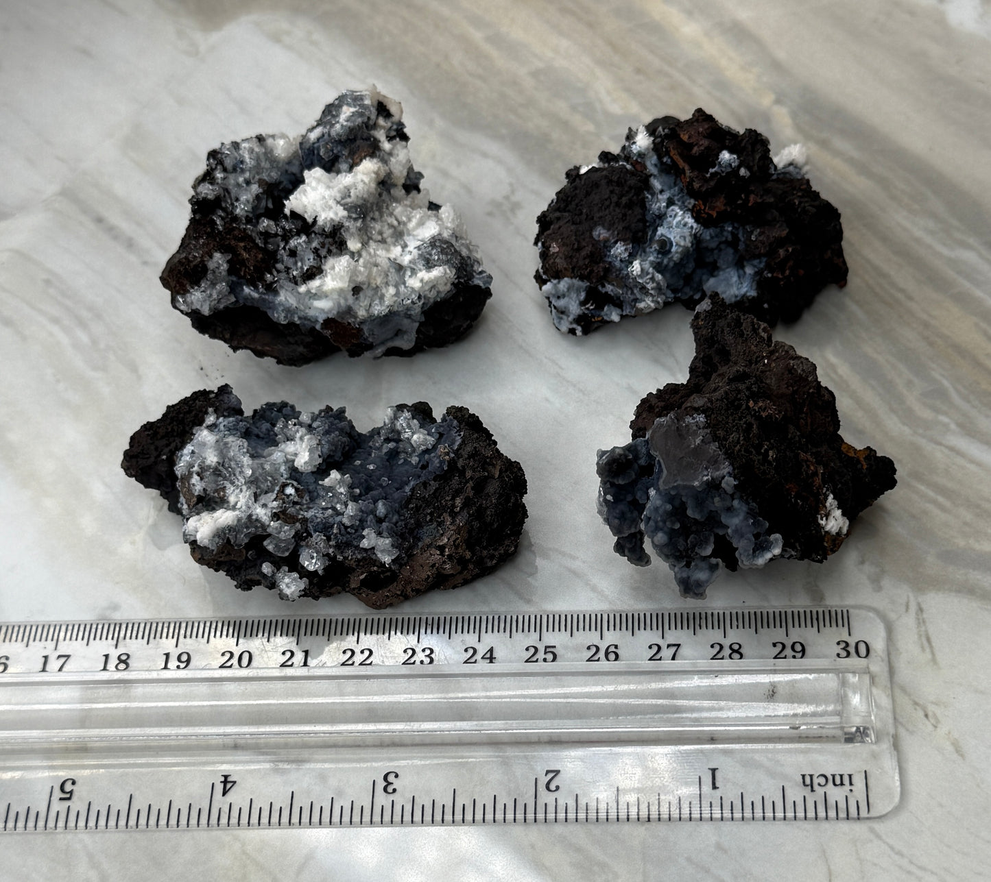 Chalcedony & Aragonite on Goethite