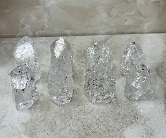 Crackle Clear Quartz Tower
