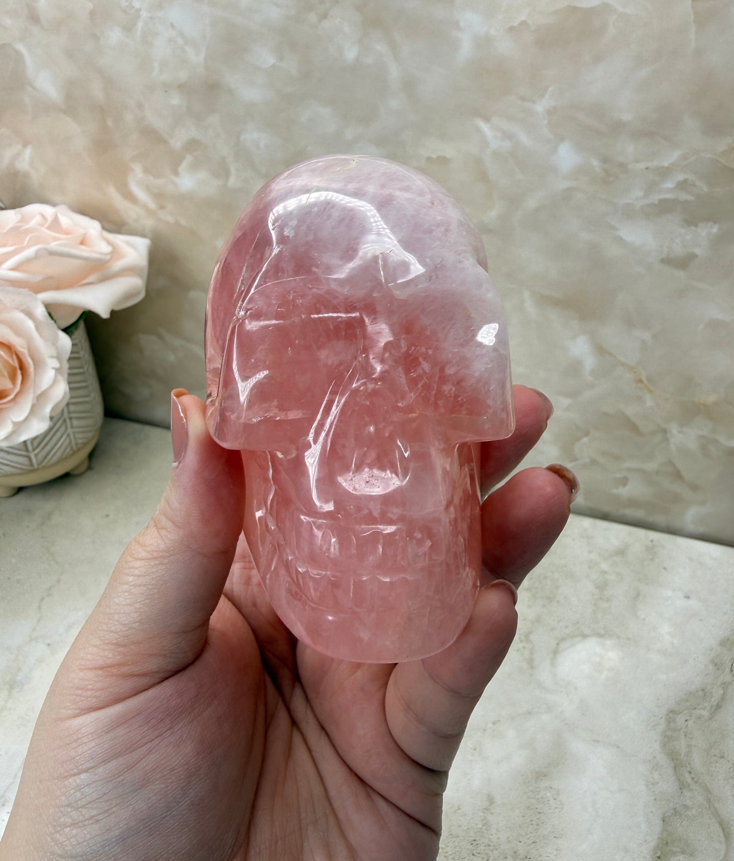 High Quality Rose Quartz Skull