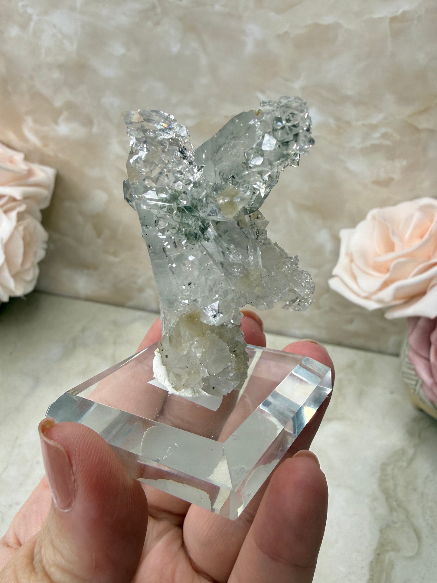 Apopyhllite & Quartz with Chlorite Cluster