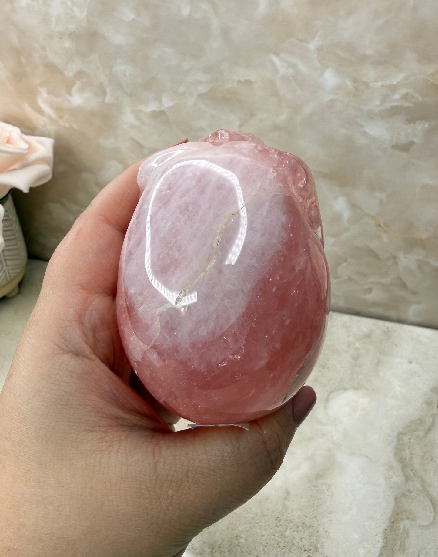 High Quality Rose Quartz Skull