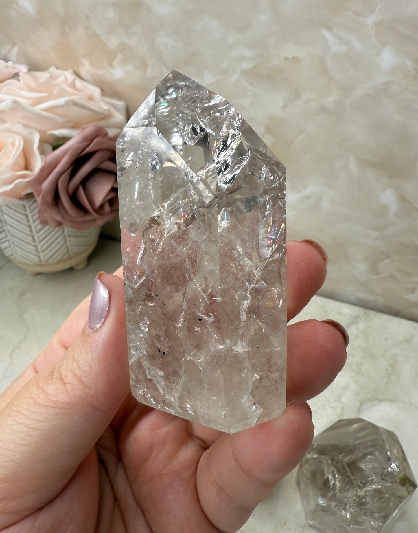 Crackle Smokey Quartz Tower