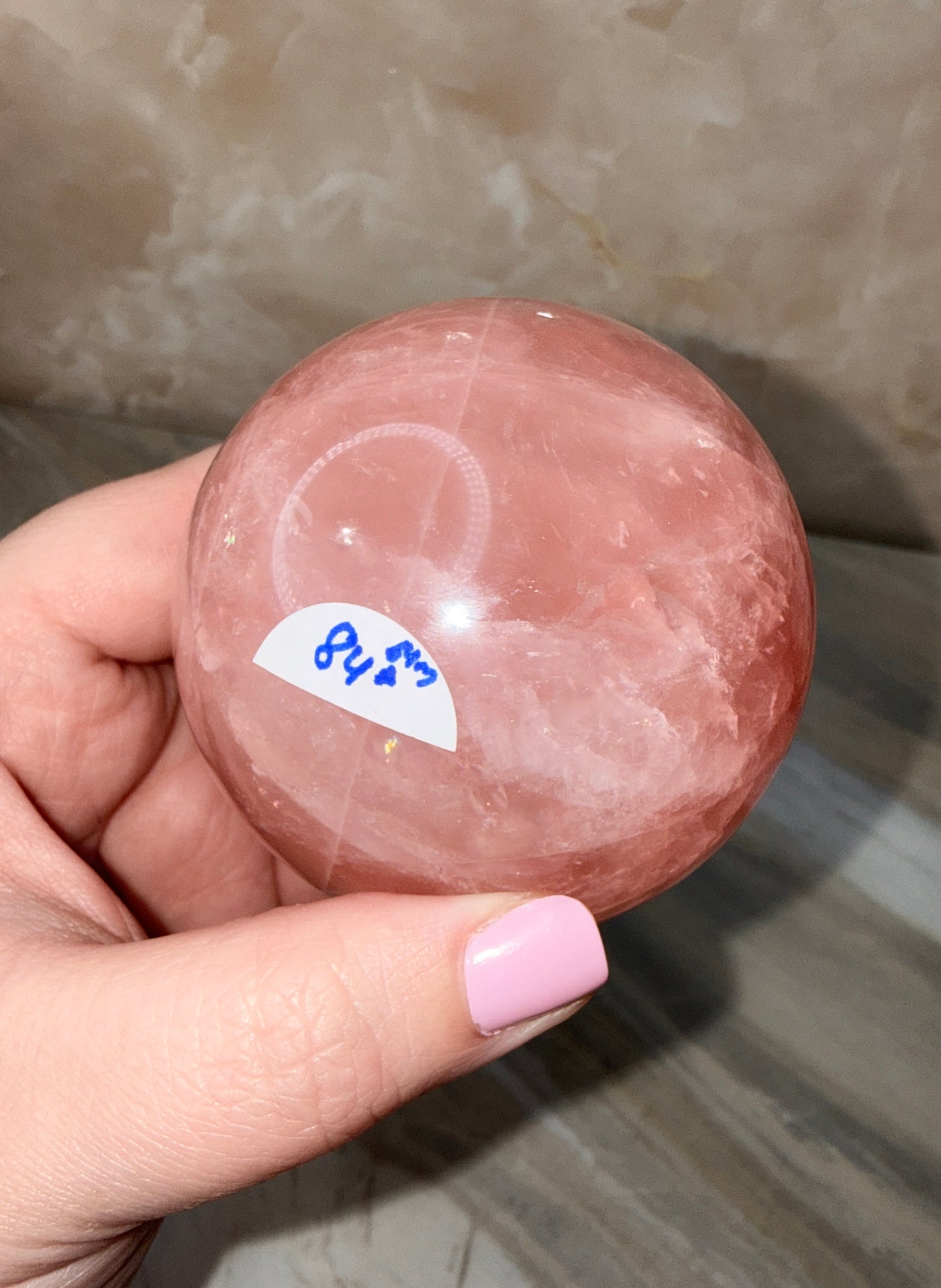 High Quality Star Rose Quartz Sphere 64mm