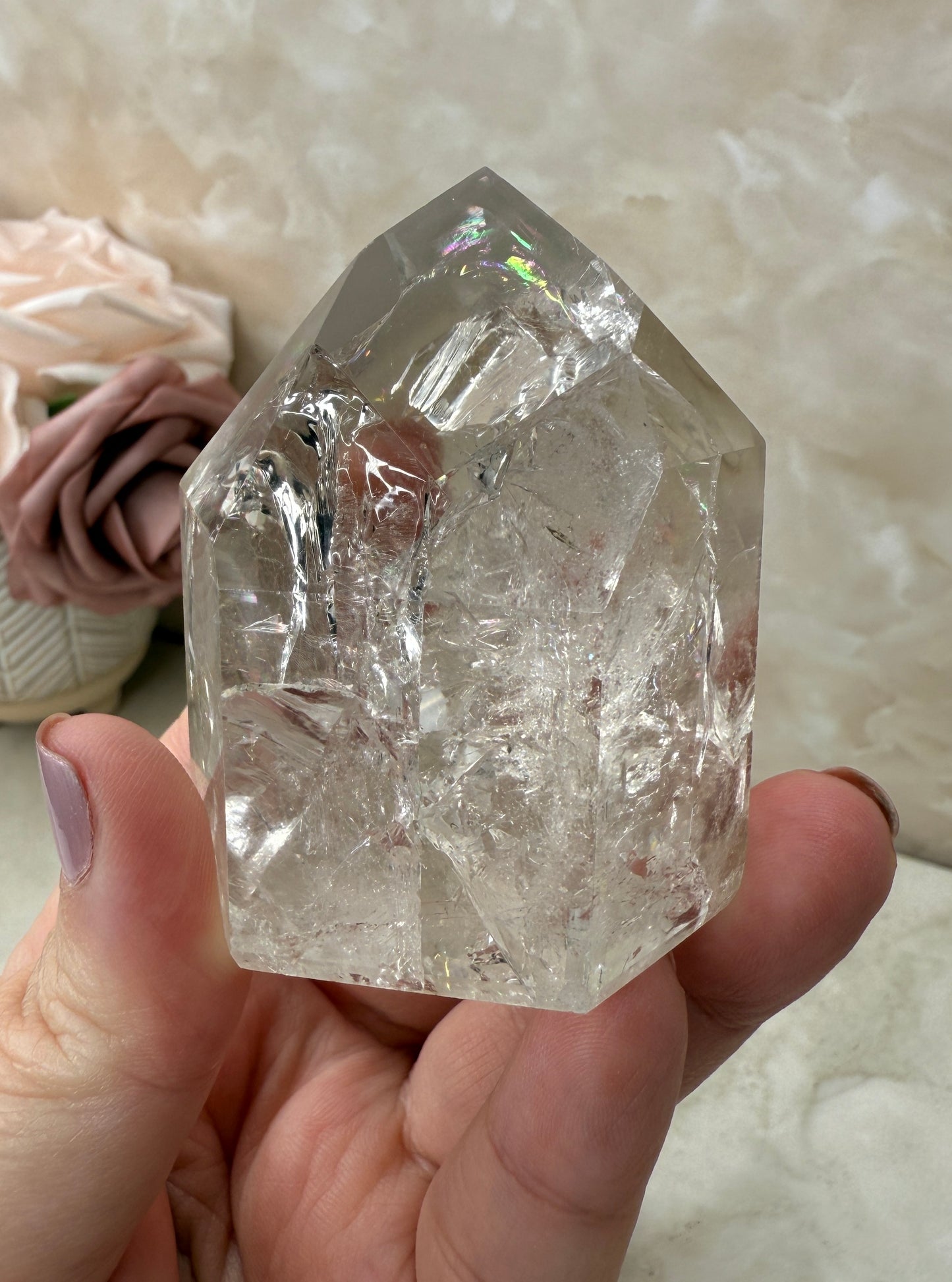 Crackle Smokey Quartz Tower