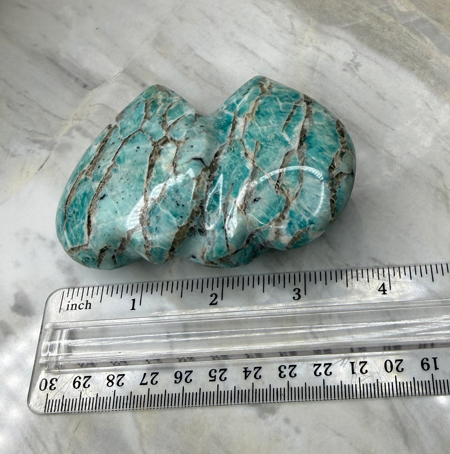 Amazonite Puffy Double Heart from Madagascar