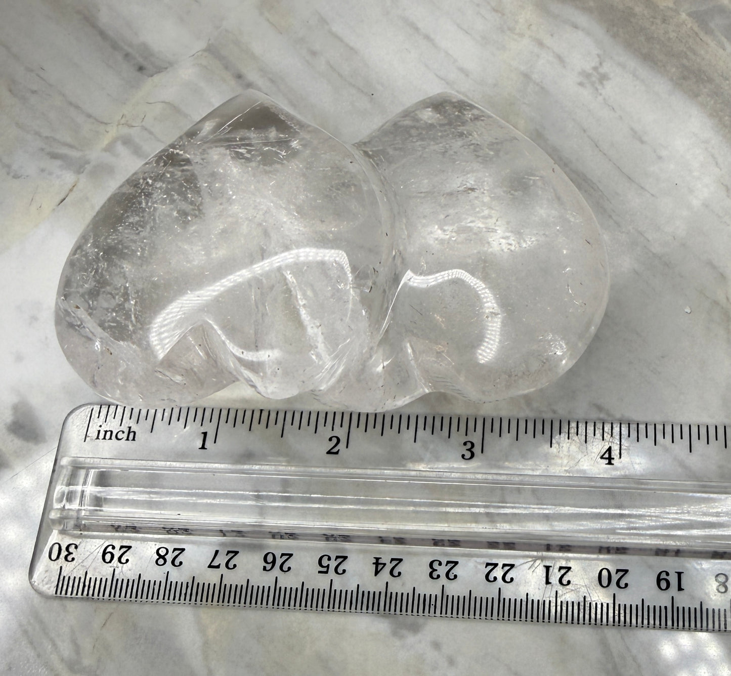 Clear Quartz Puffy Double Heart from Madagascar