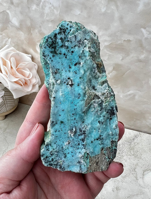 Chrysocolla, Malachite and Druzy Quartz Cluster from the Congo