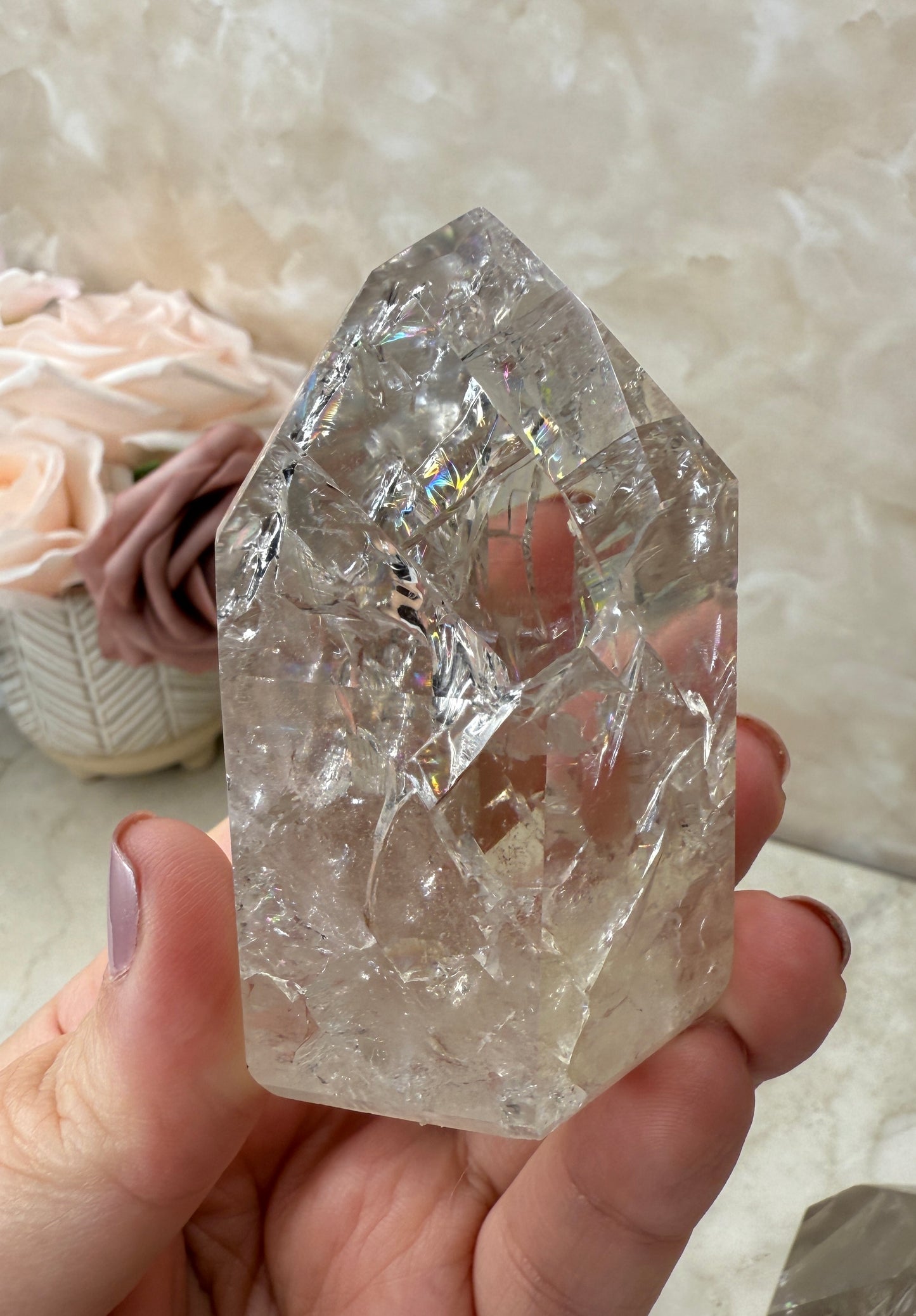 Crackle Smokey Quartz Tower