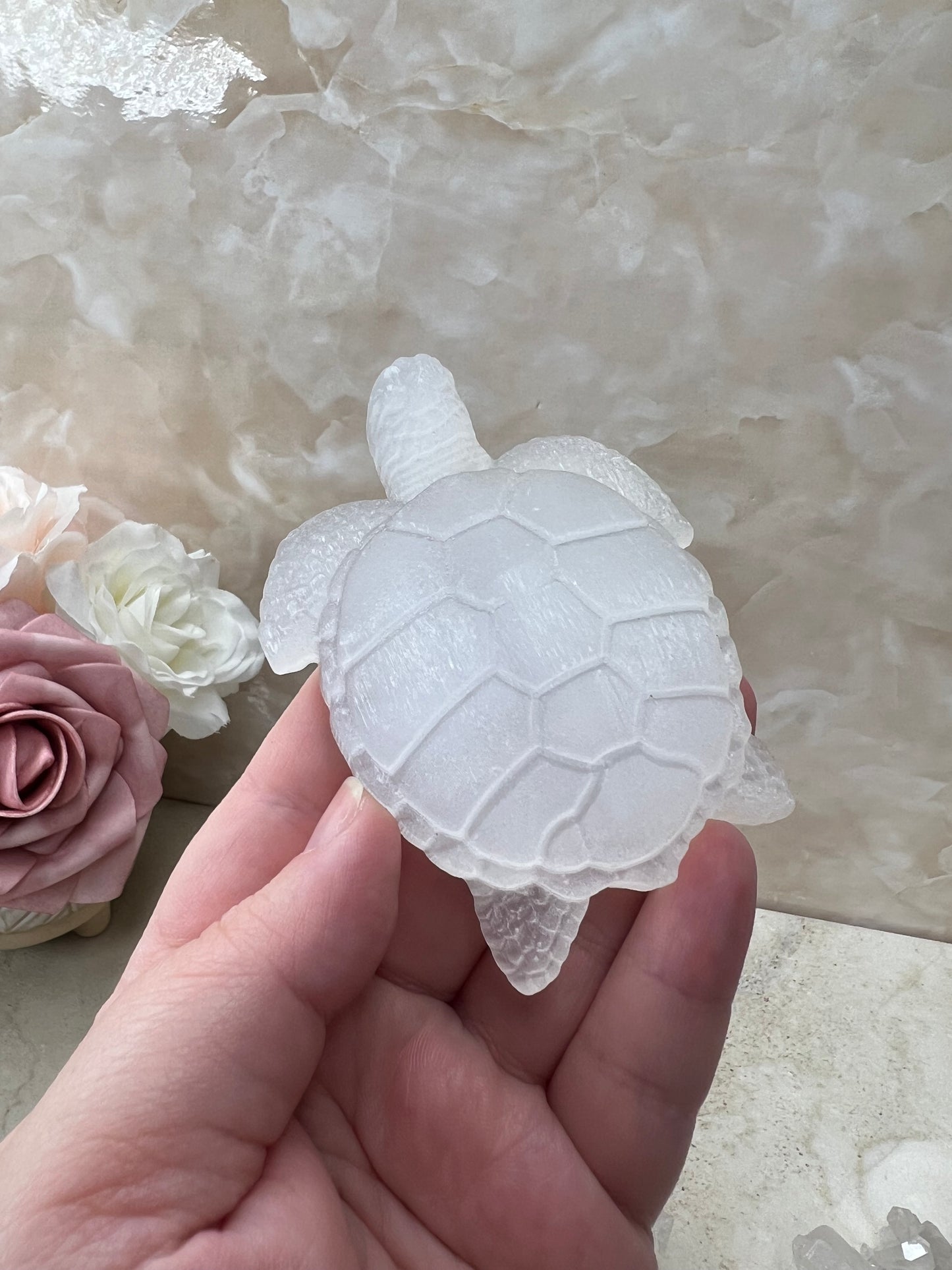 Selenite Sea Turtle Carving