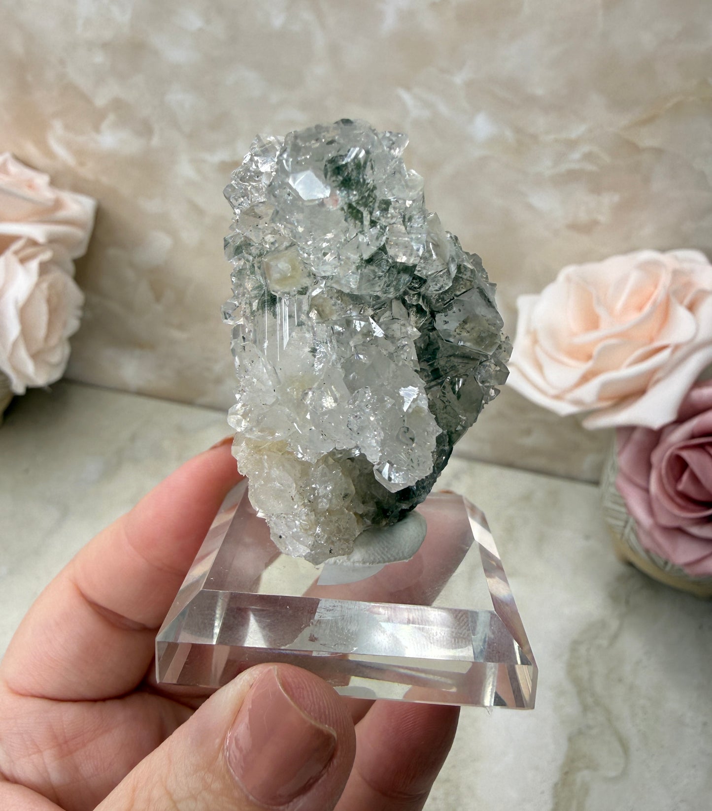 Apopyhllite & Quartz with Chlorite Cluster