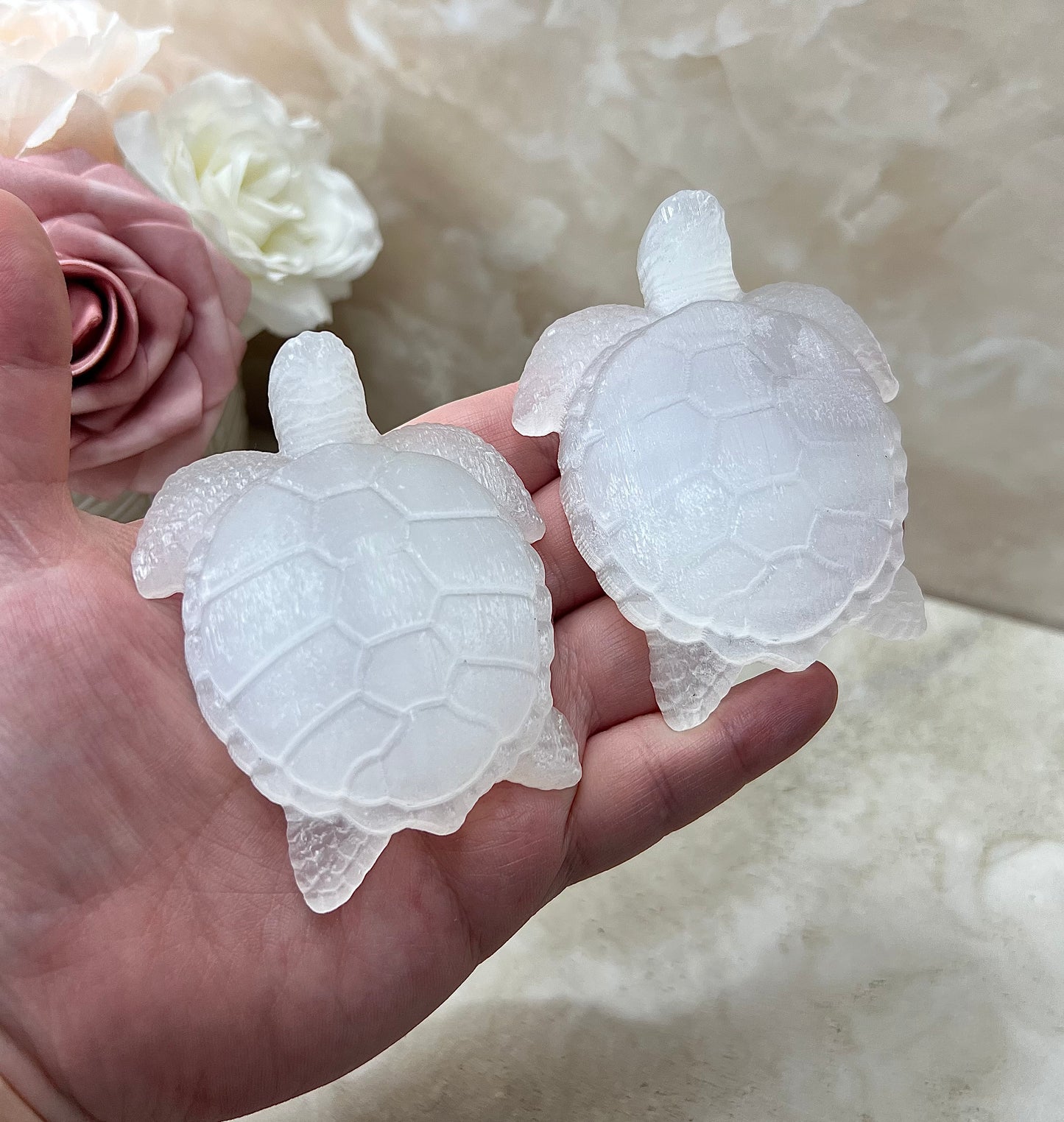 Selenite Sea Turtle Carving