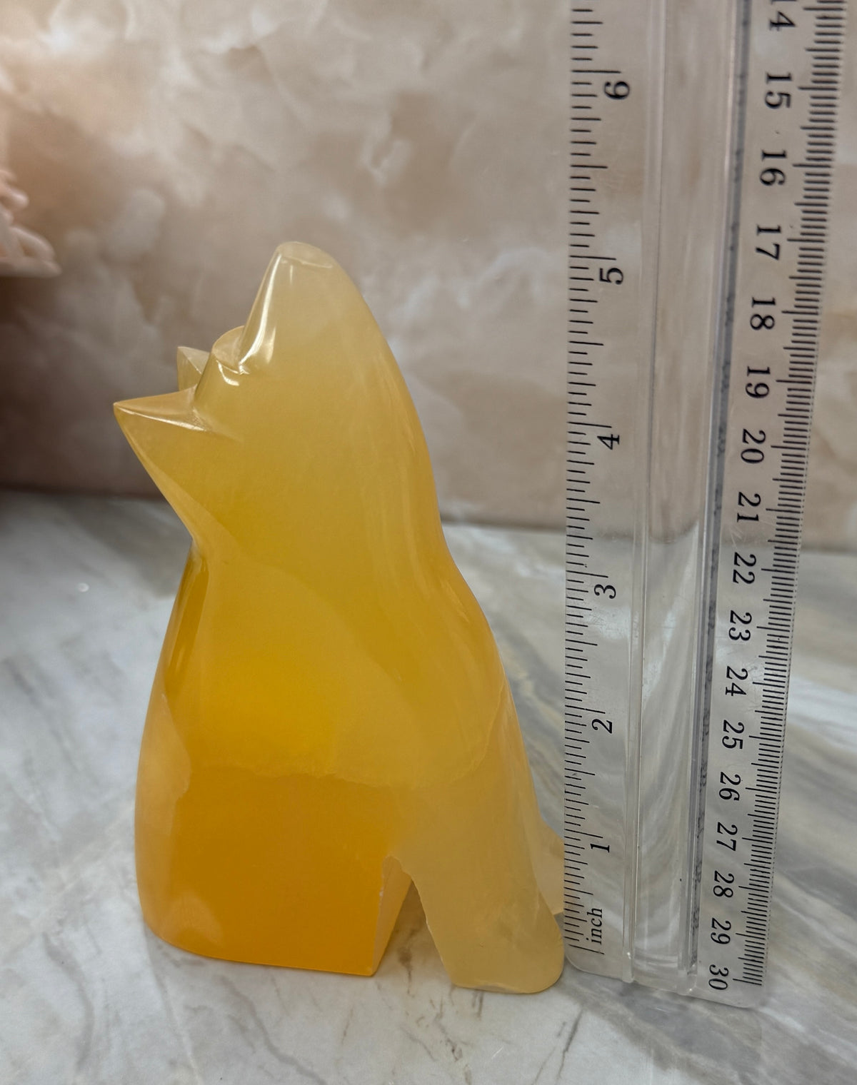 Honeycomb Calcite Wolf Carving