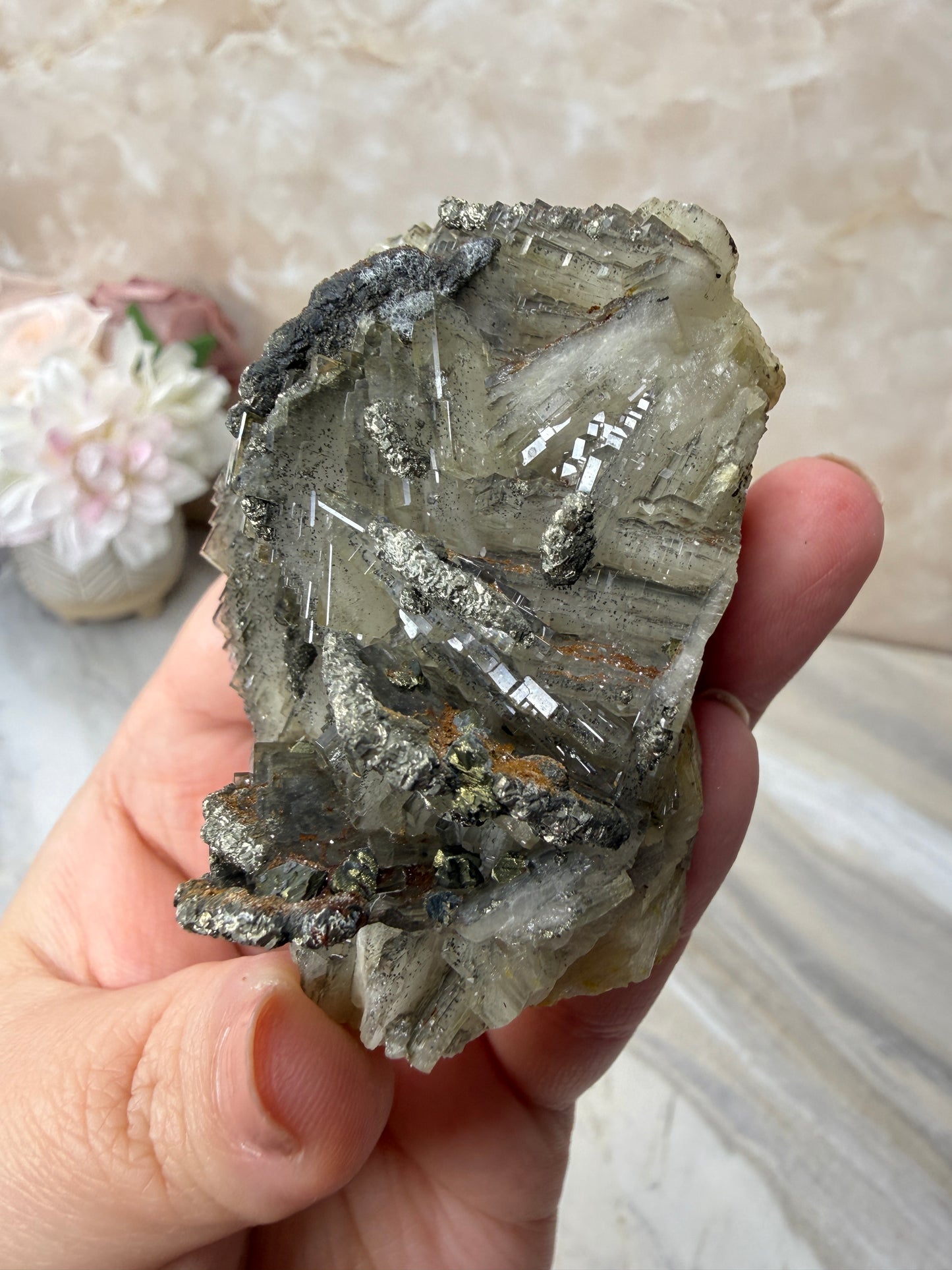 Barite with Pyrite Cluster from Morocco