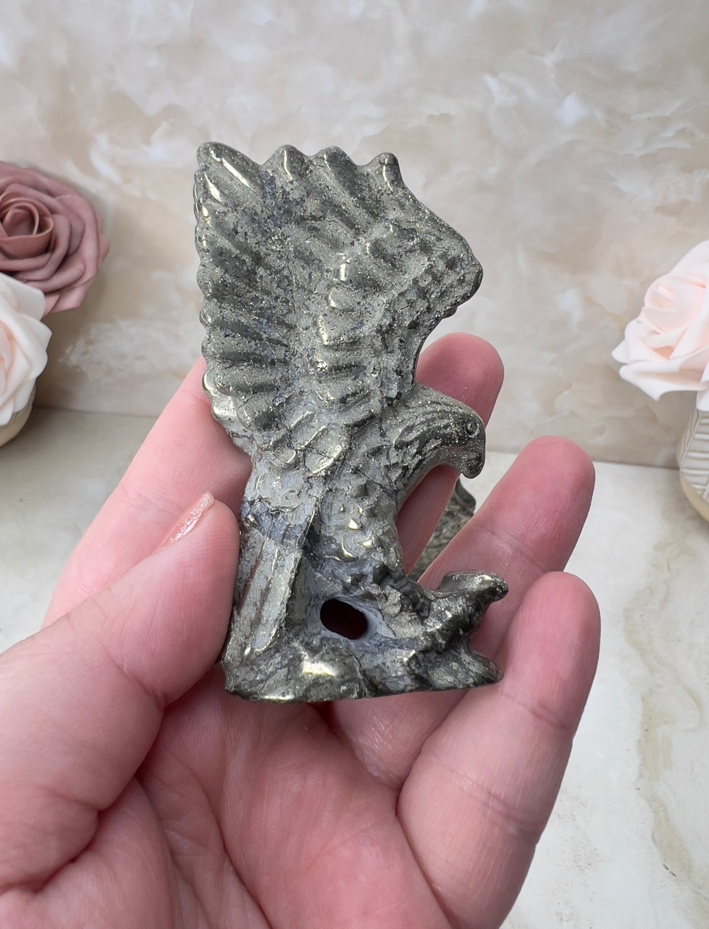 Pyrite Eagle Carving