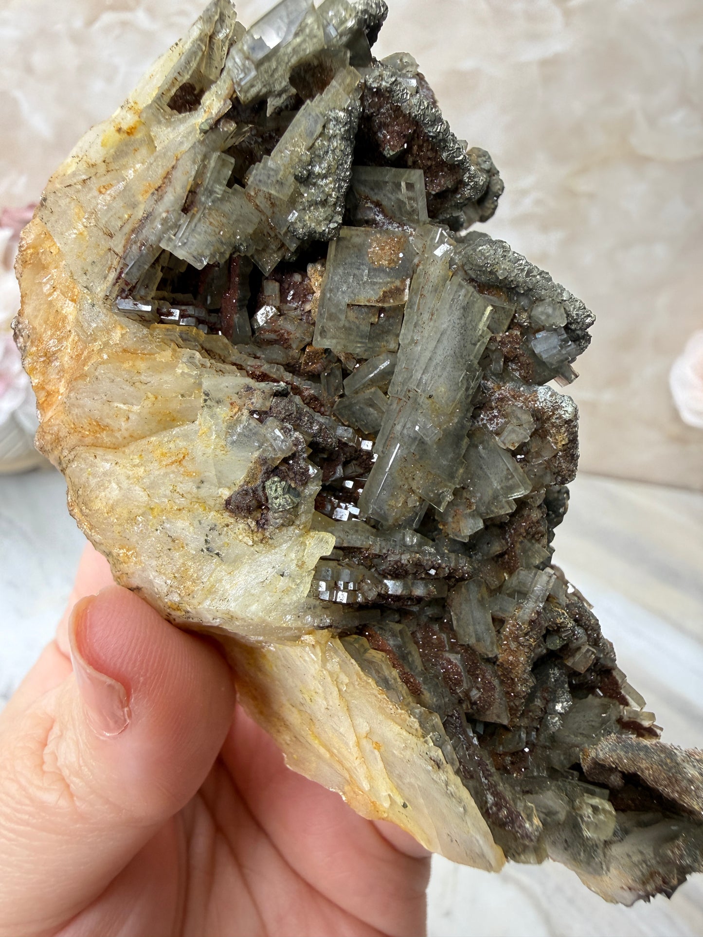 Barite with Pyrite Cluster from Morocco