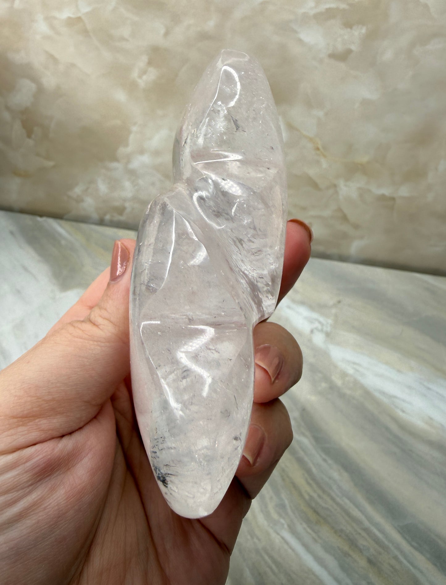Clear Quartz Puffy Double Heart from Madagascar