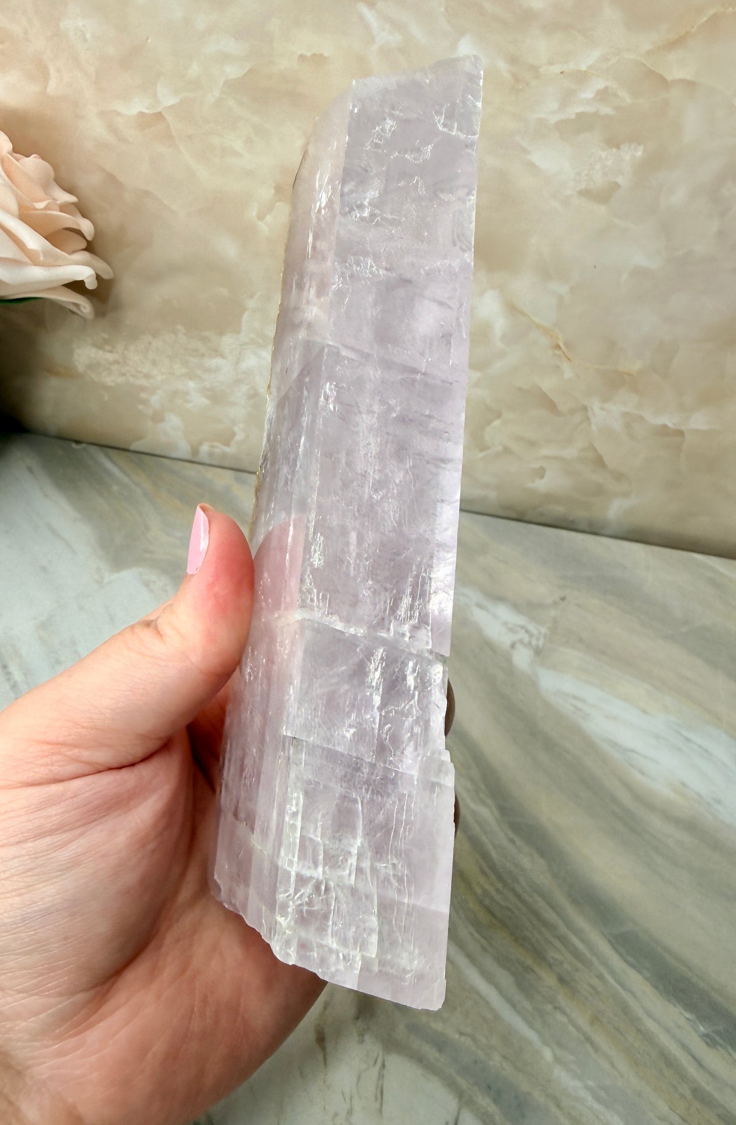 Half Polished Purple Calcite from Madagascar