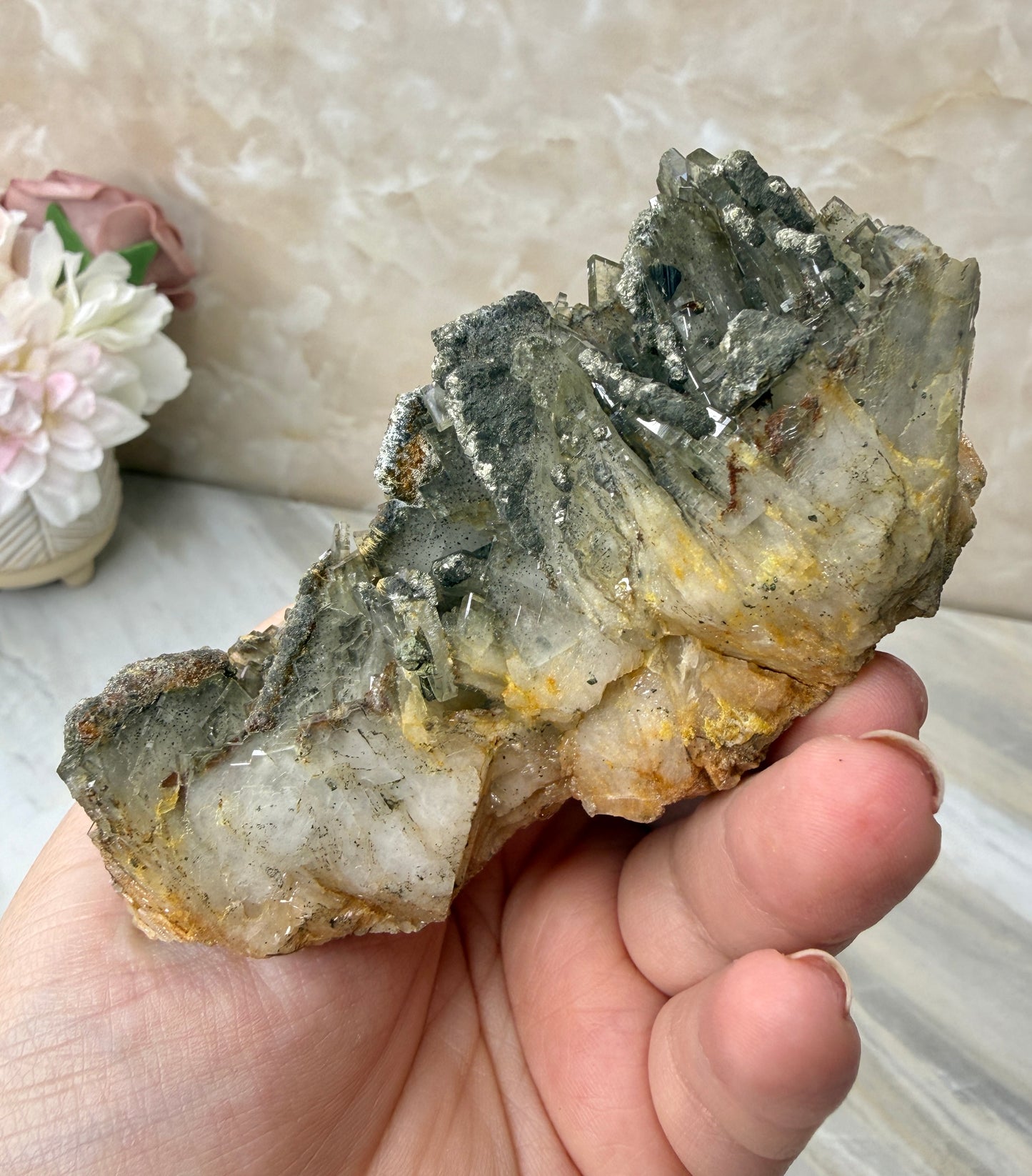 Barite with Pyrite Cluster from Morocco