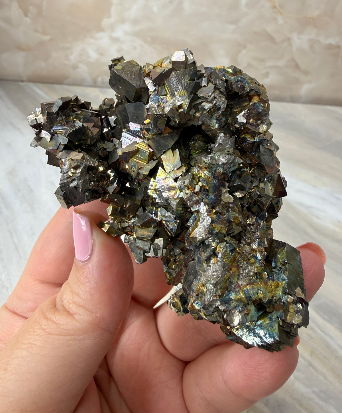Iridescent Pyrite Cluster