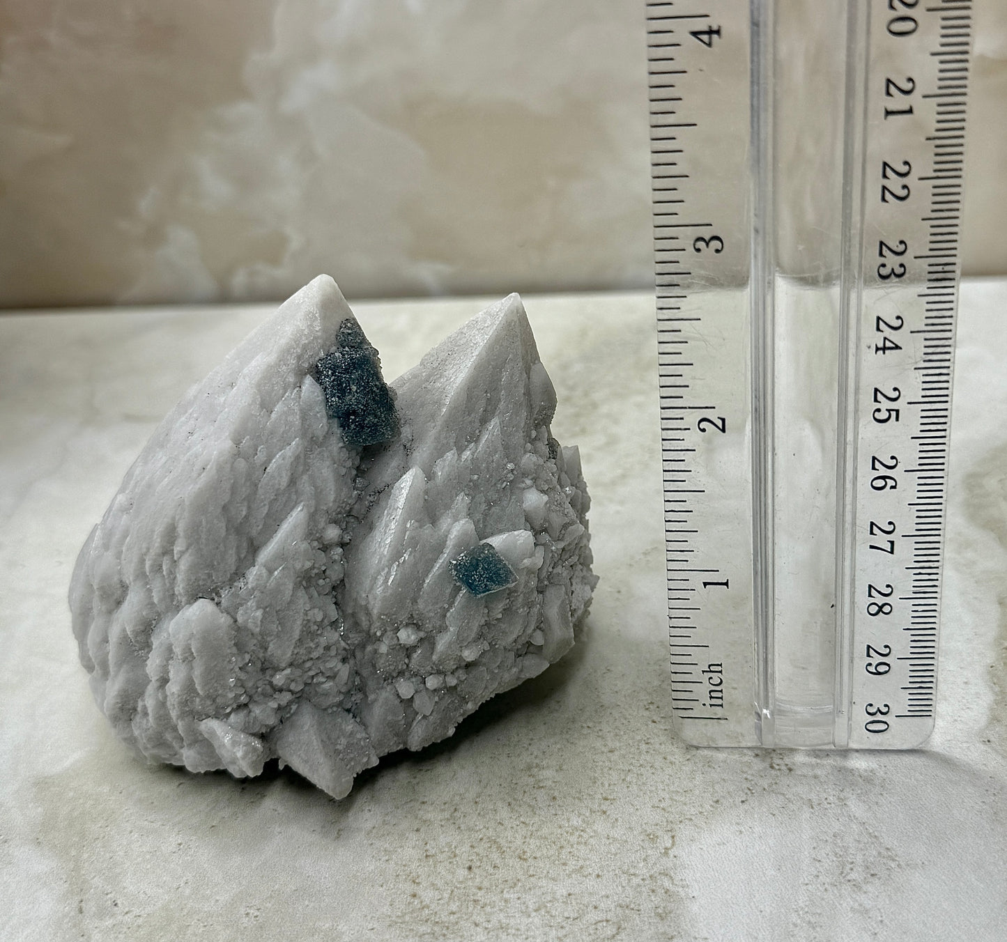 Octohedrical Fluorite on Candle Quartz
