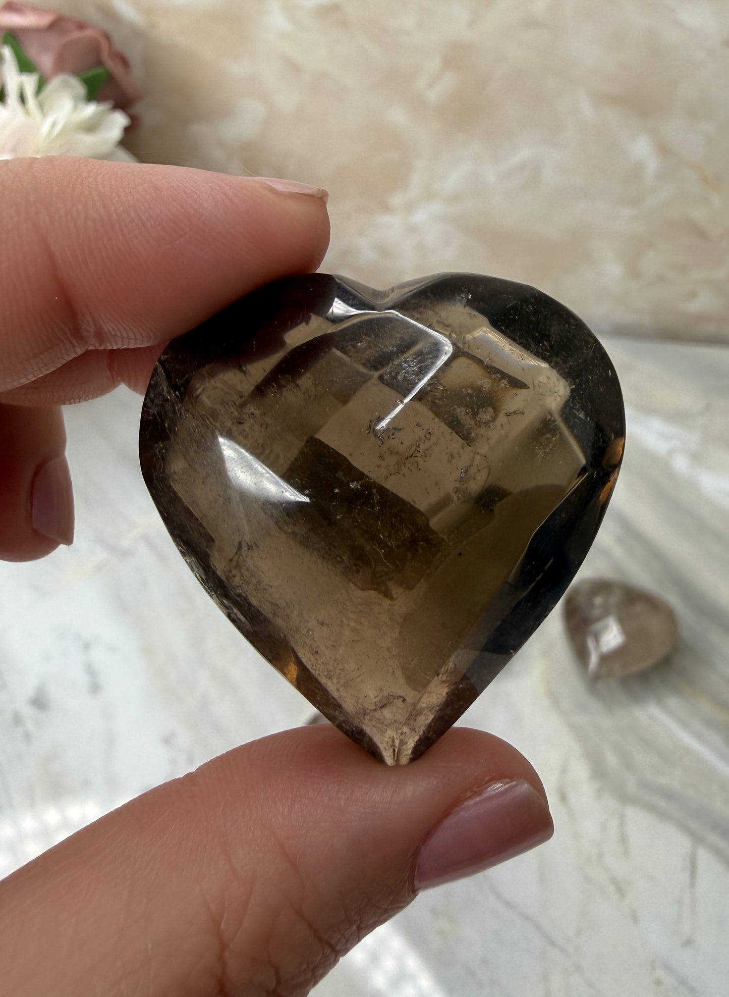 Smokey Quartz Faceted Heart from Brazil