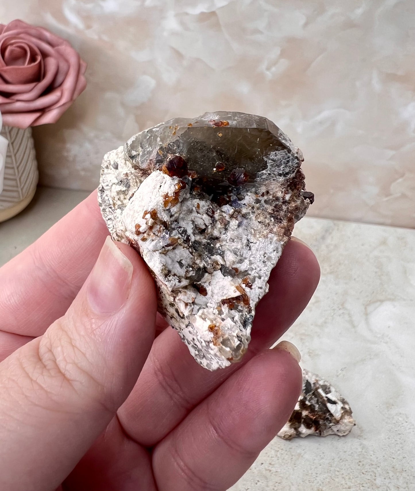 Garnet & Smokey on Feldspar