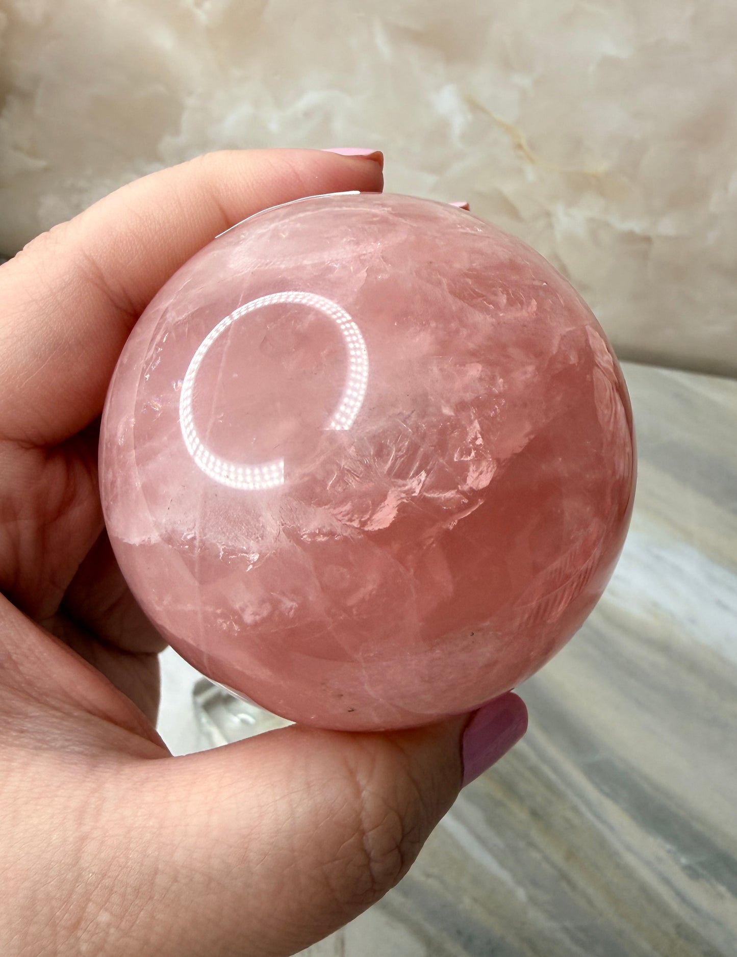 High Quality Star Rose Quartz Sphere 64mm