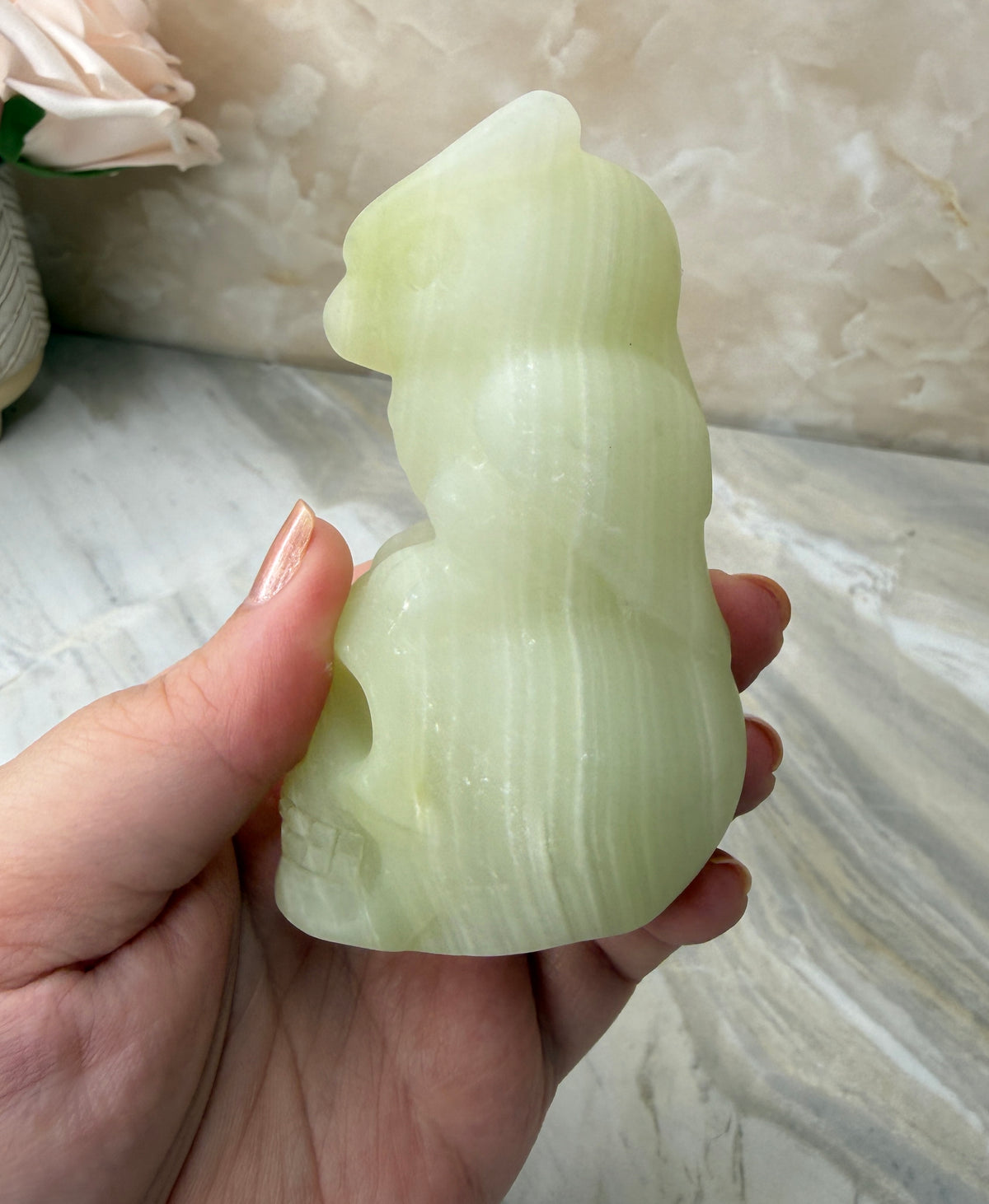 Onyx Owl & Skull Carving
