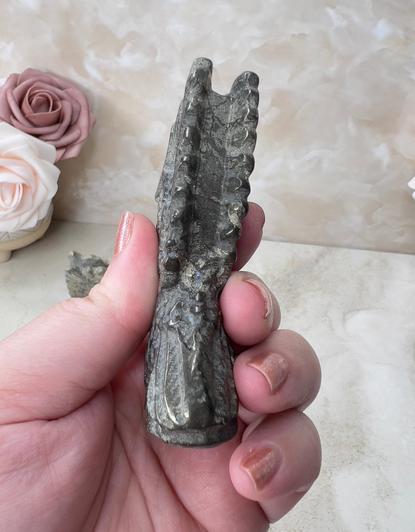 Pyrite Eagle Carving