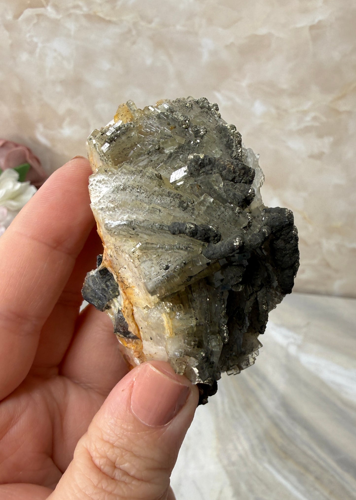 Barite with Pyrite Cluster from Morocco