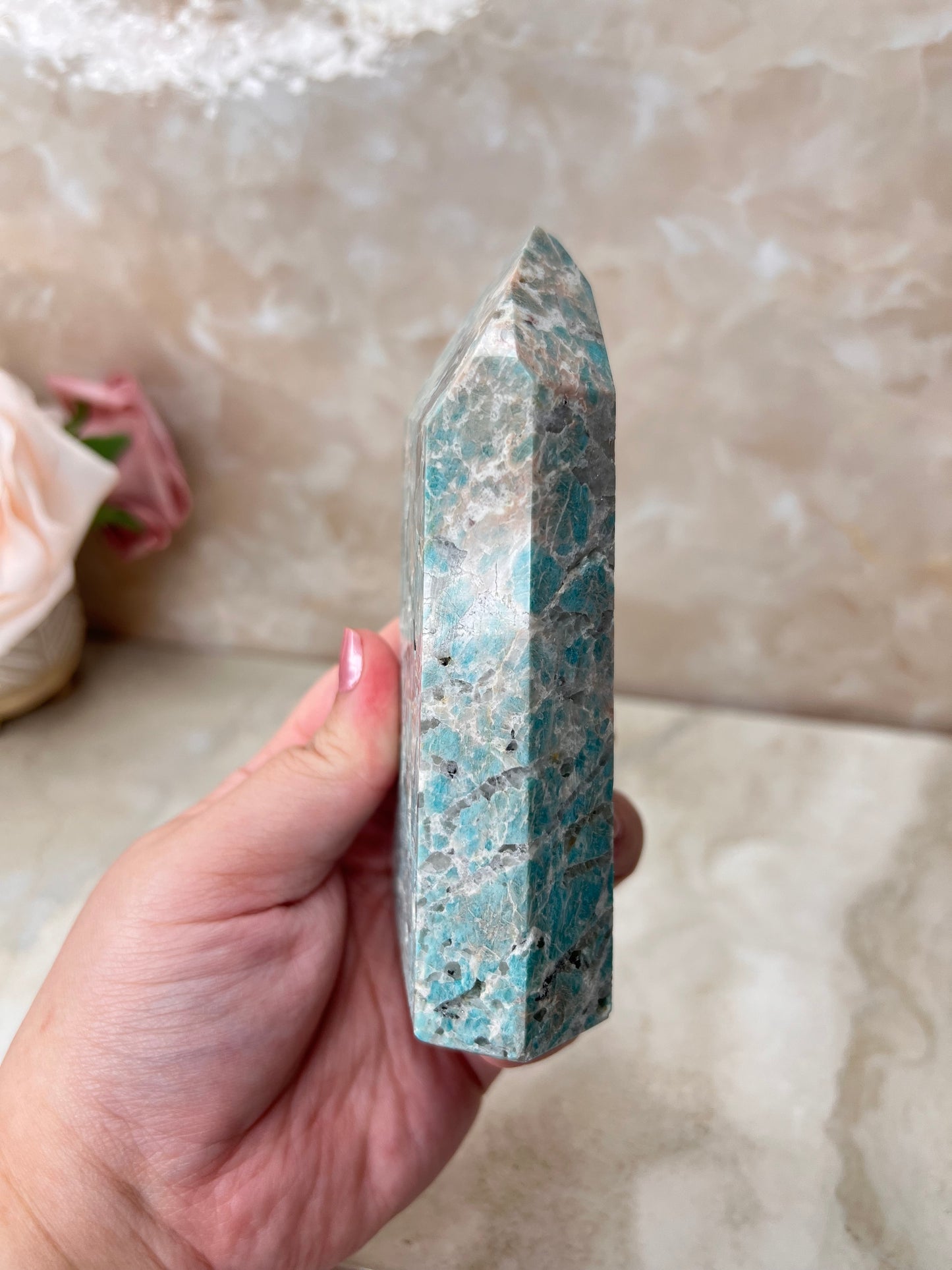 Amazonite & Smokey Quartz Tower