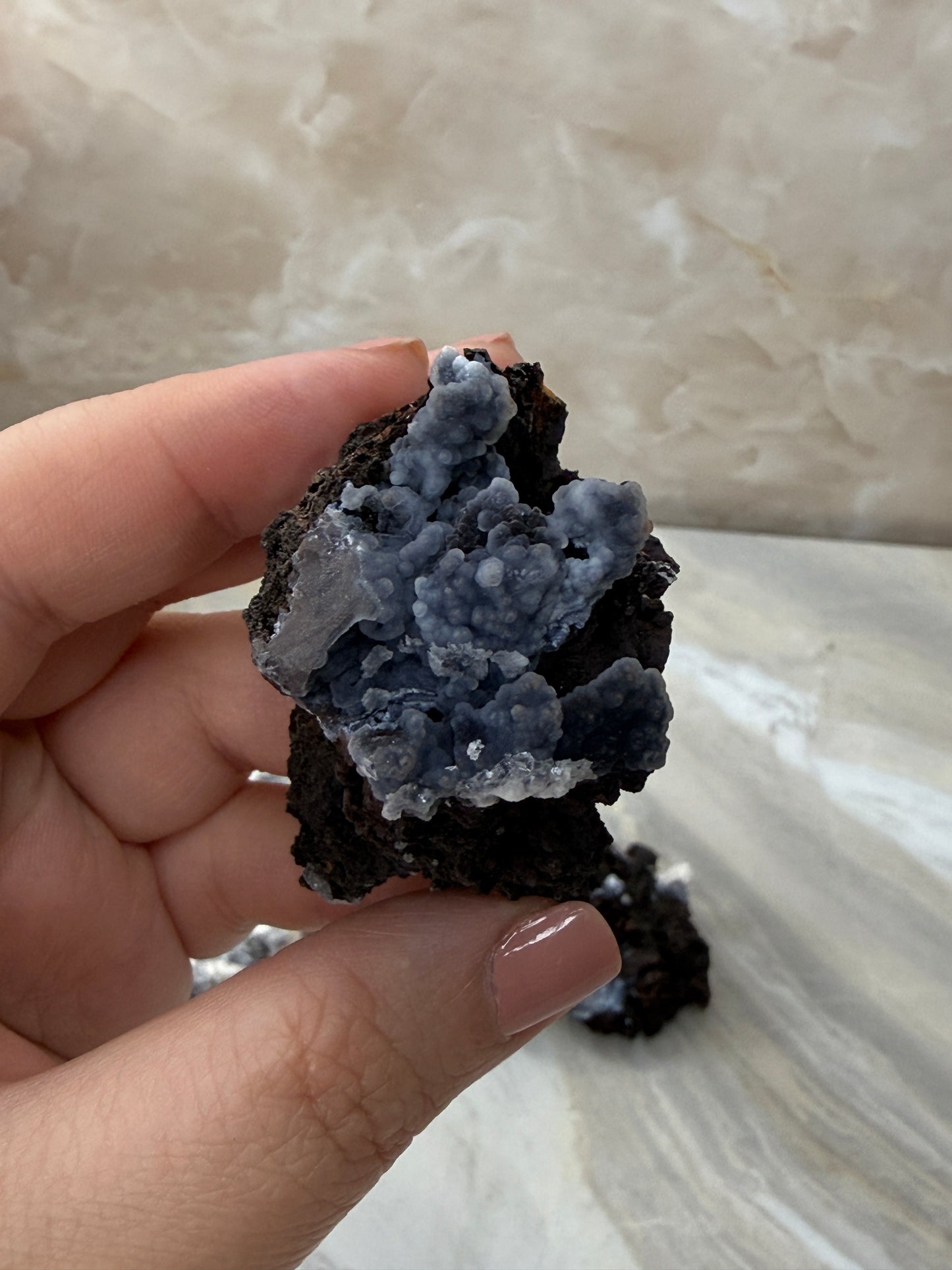 Chalcedony & Aragonite on Goethite