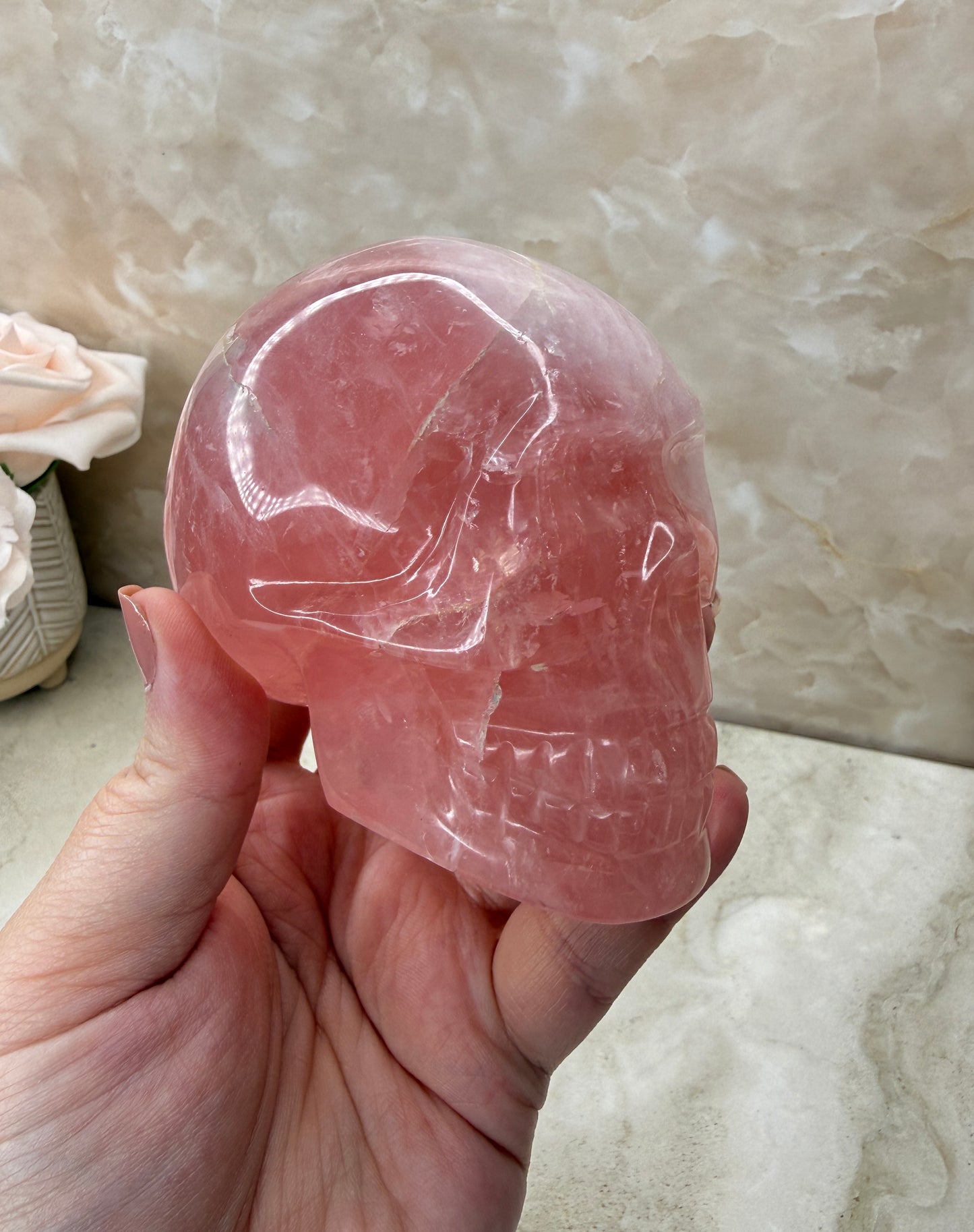 High Quality Rose Quartz Skull