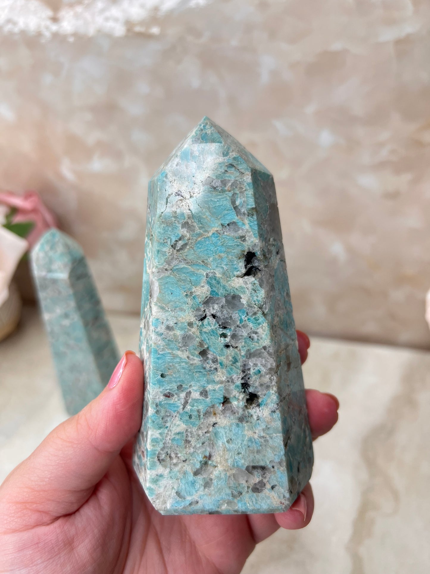 Amazonite & Smokey Quartz Tower