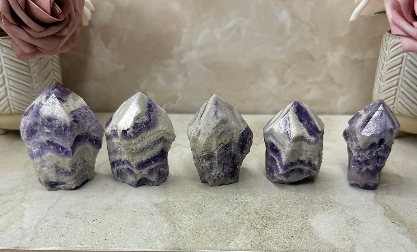 Chevron Amethyst Semi-polished Tower