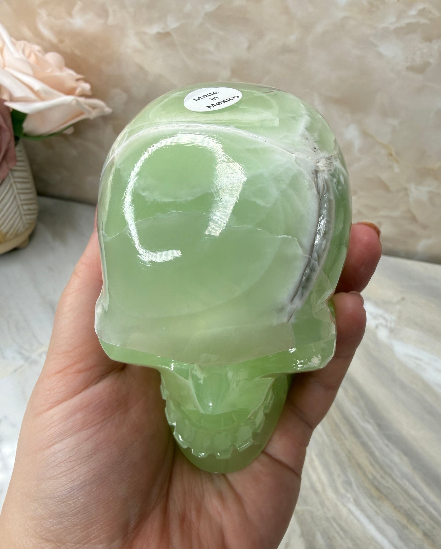UV Reactive Green Calcite Skull