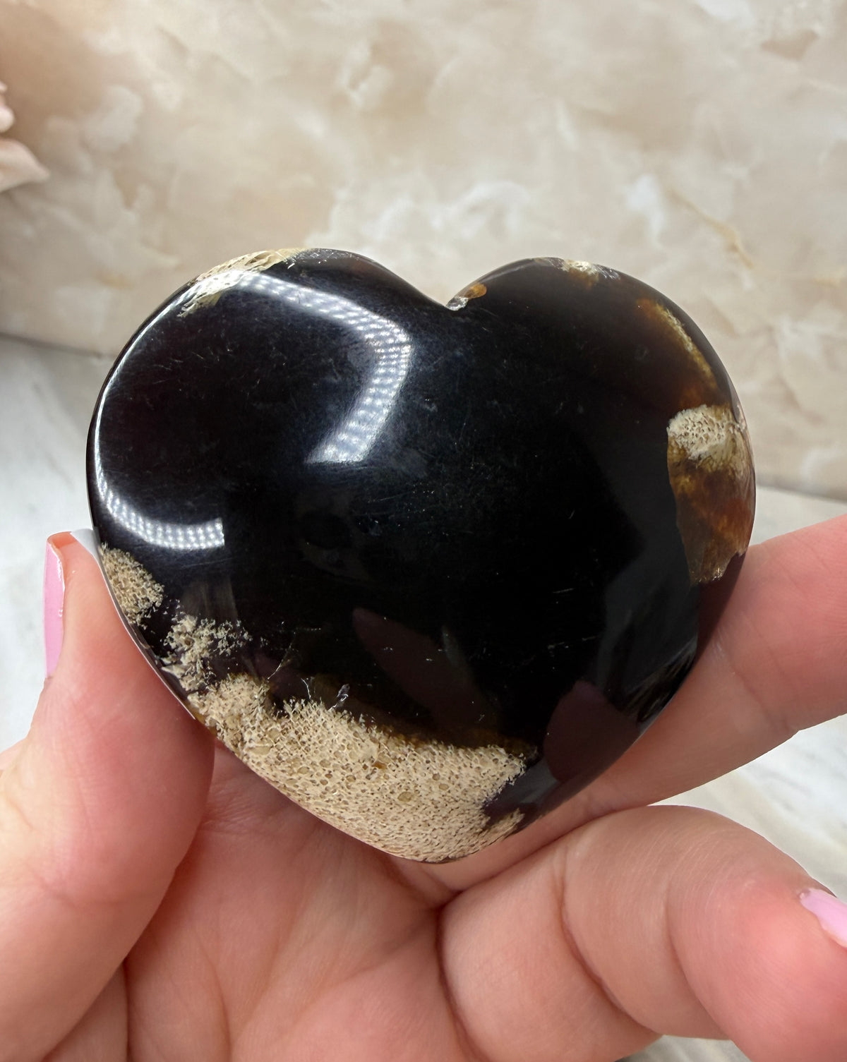 UV Reactive Indonesian Blue Amber Heart