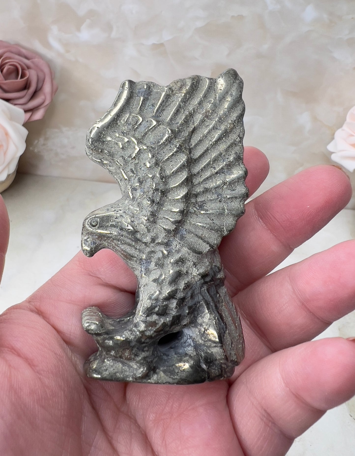 Pyrite Eagle Carving