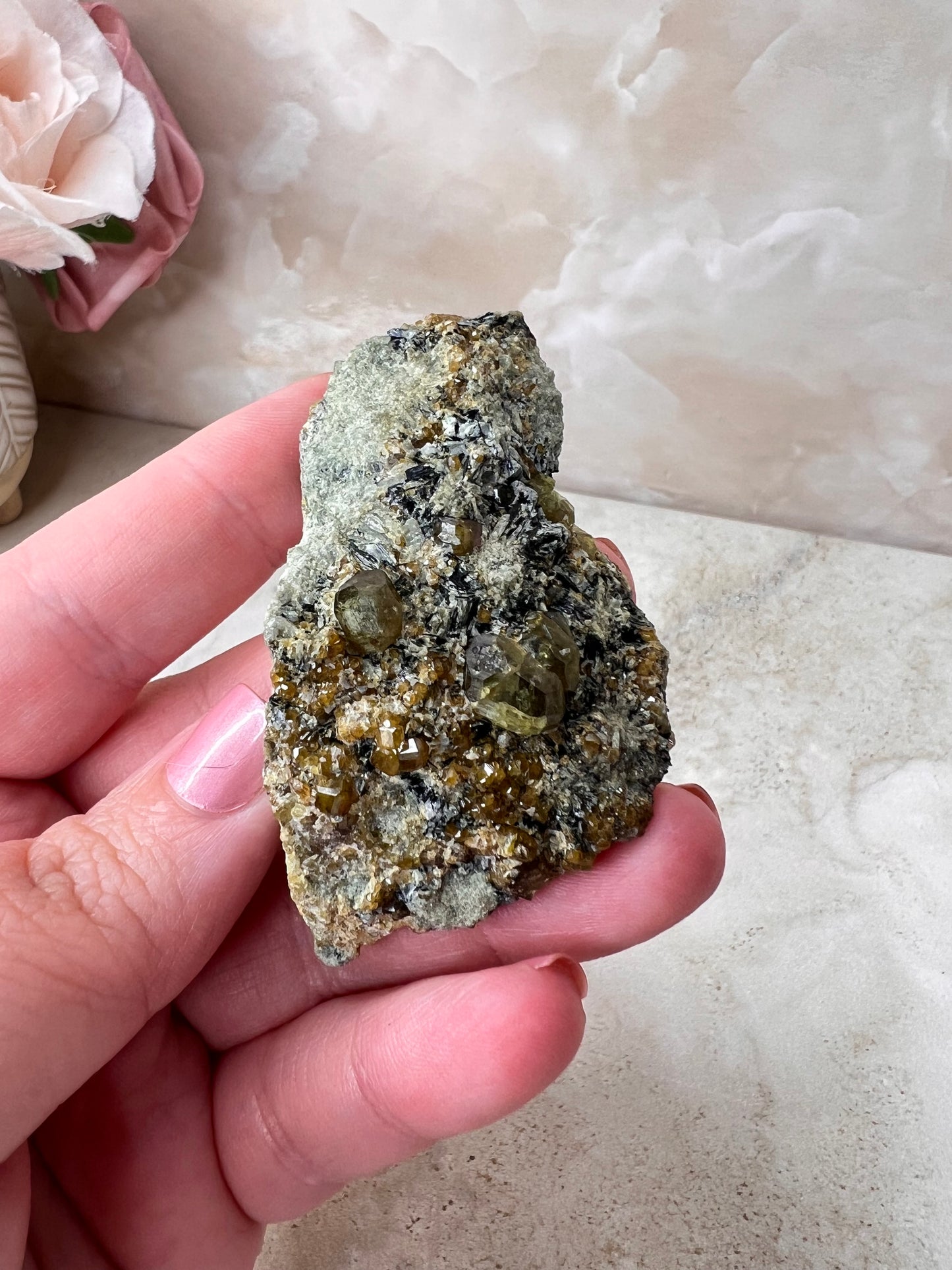 Green Garnet with Epidote from Mexico