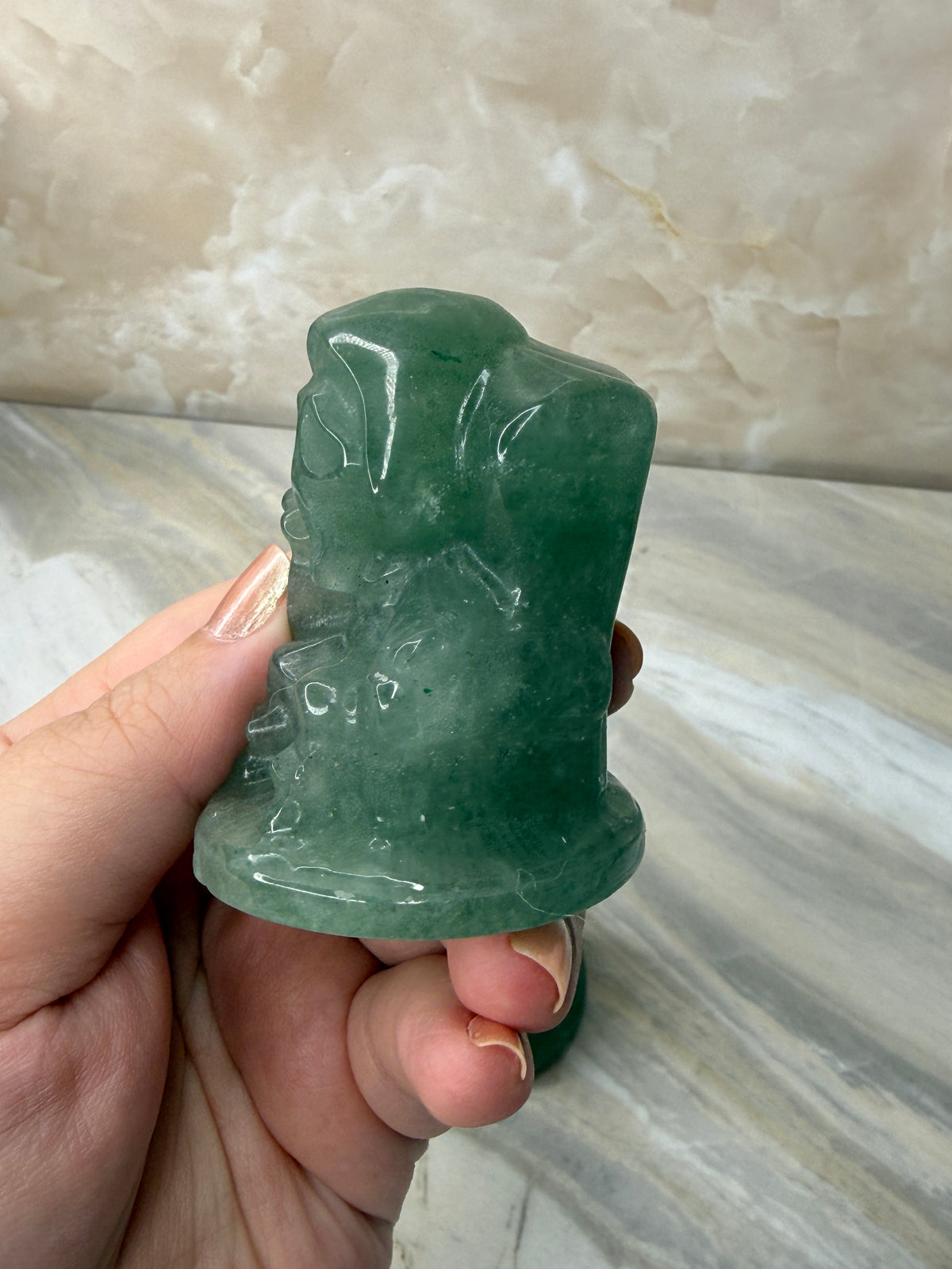 Green Aventurine Scream Carving