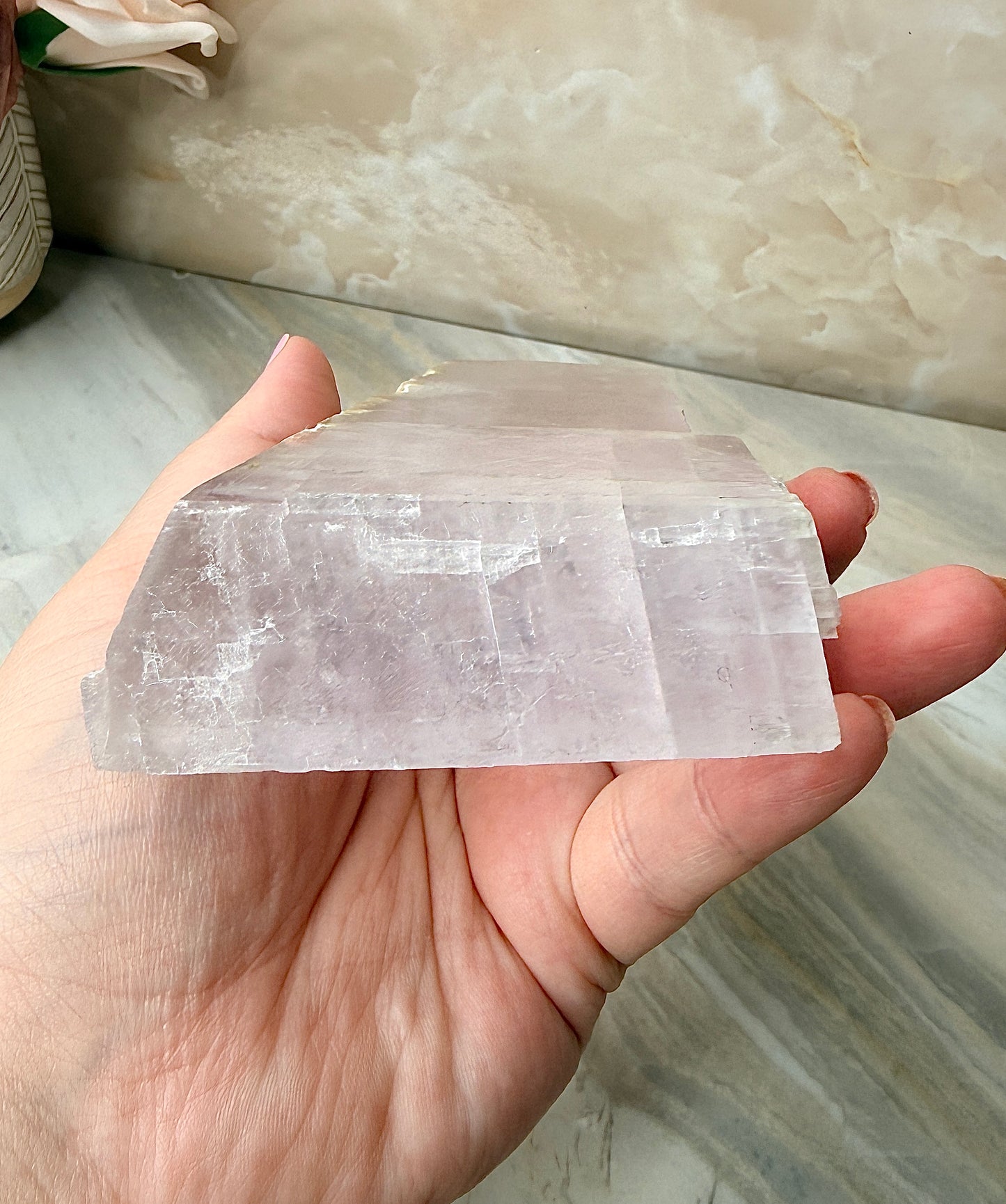 Half Polished Purple Calcite from Madagascar